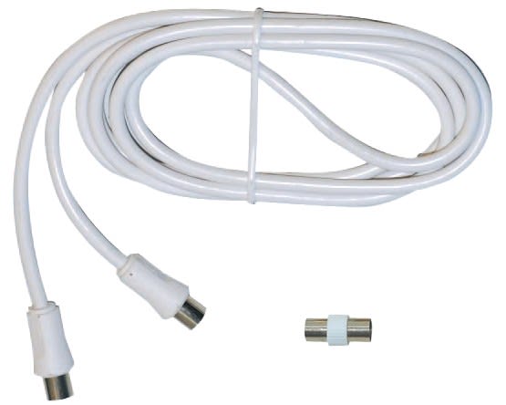 TONNA - Cordon TV '9,52' M/M surmoulés + Adaptateur coaxial '9,52' F/F - Longueur= 200cm