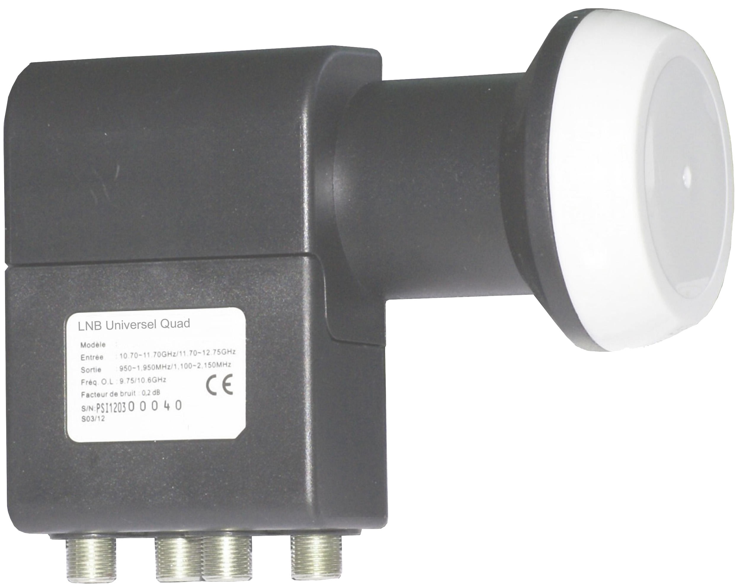 TONNA - LNB universel quad - 4 sorties individuelle en 'F' femelle/à visser - diam. 40mm