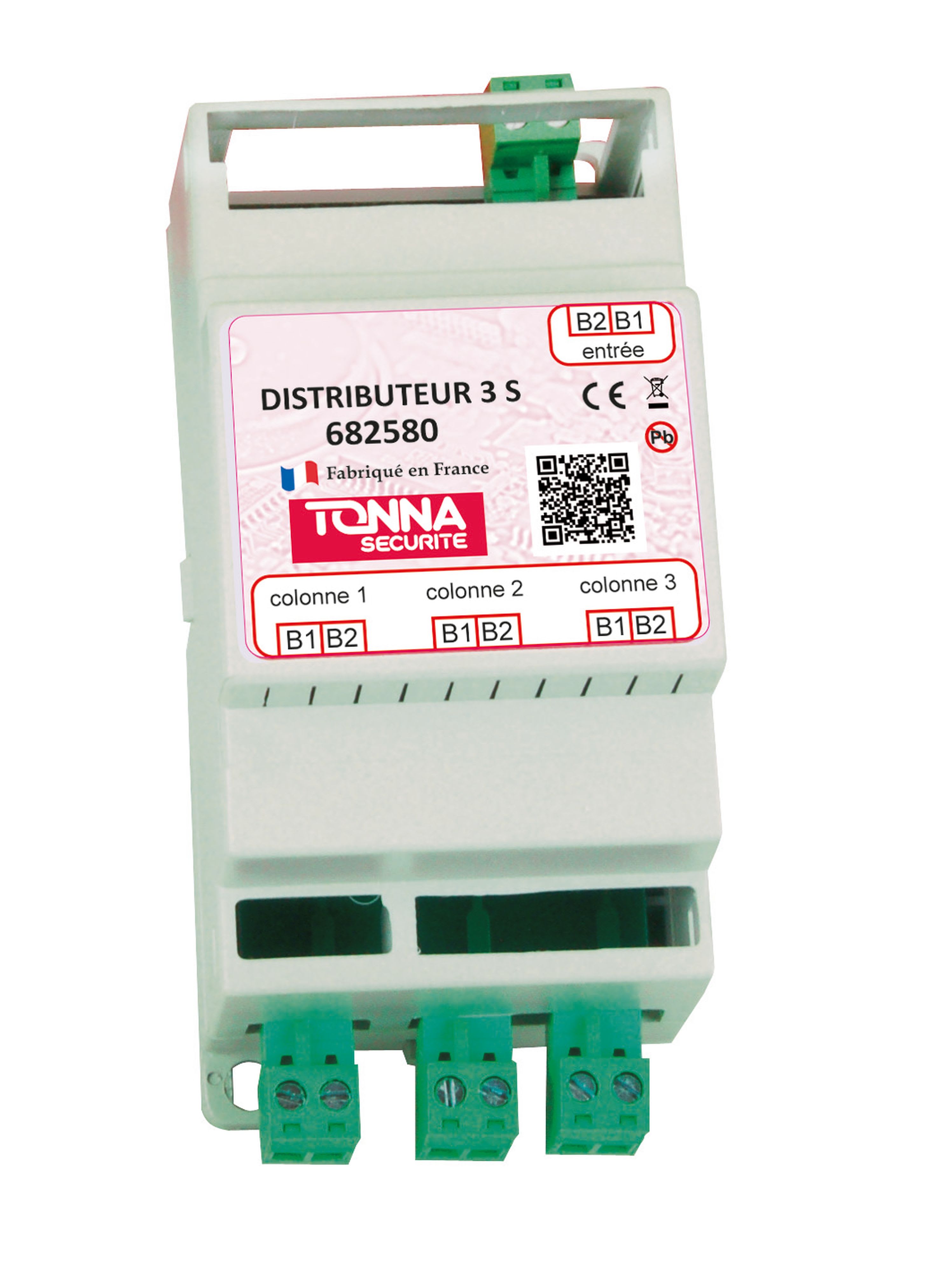 TONNA - B2F - Distributeur 1 entrée vers 3 sorties colonnes - Bus 2 fils