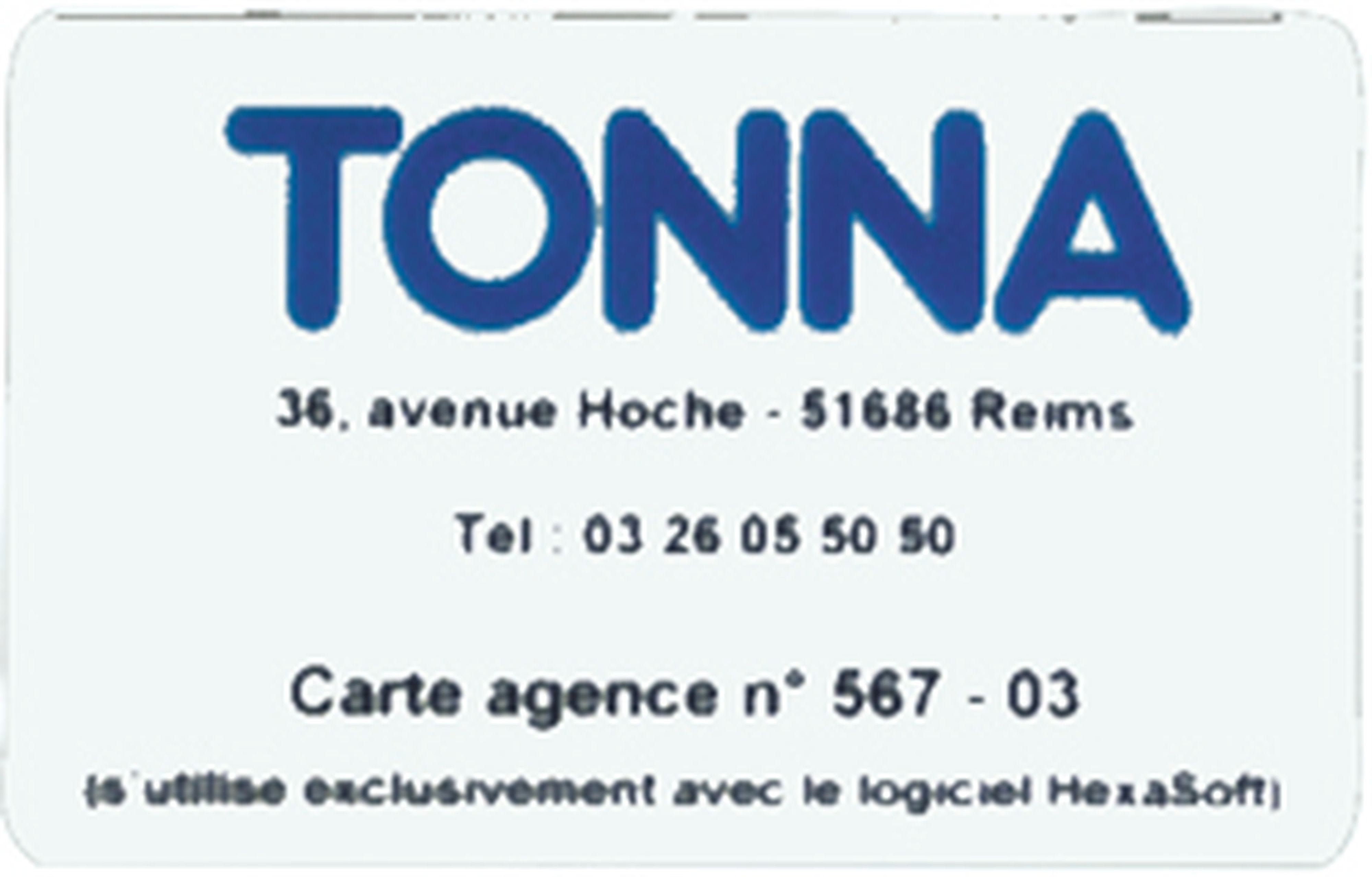 TONNA - Carte agence hexact - fournir photocopie carte gestionnaire + répertoire interne