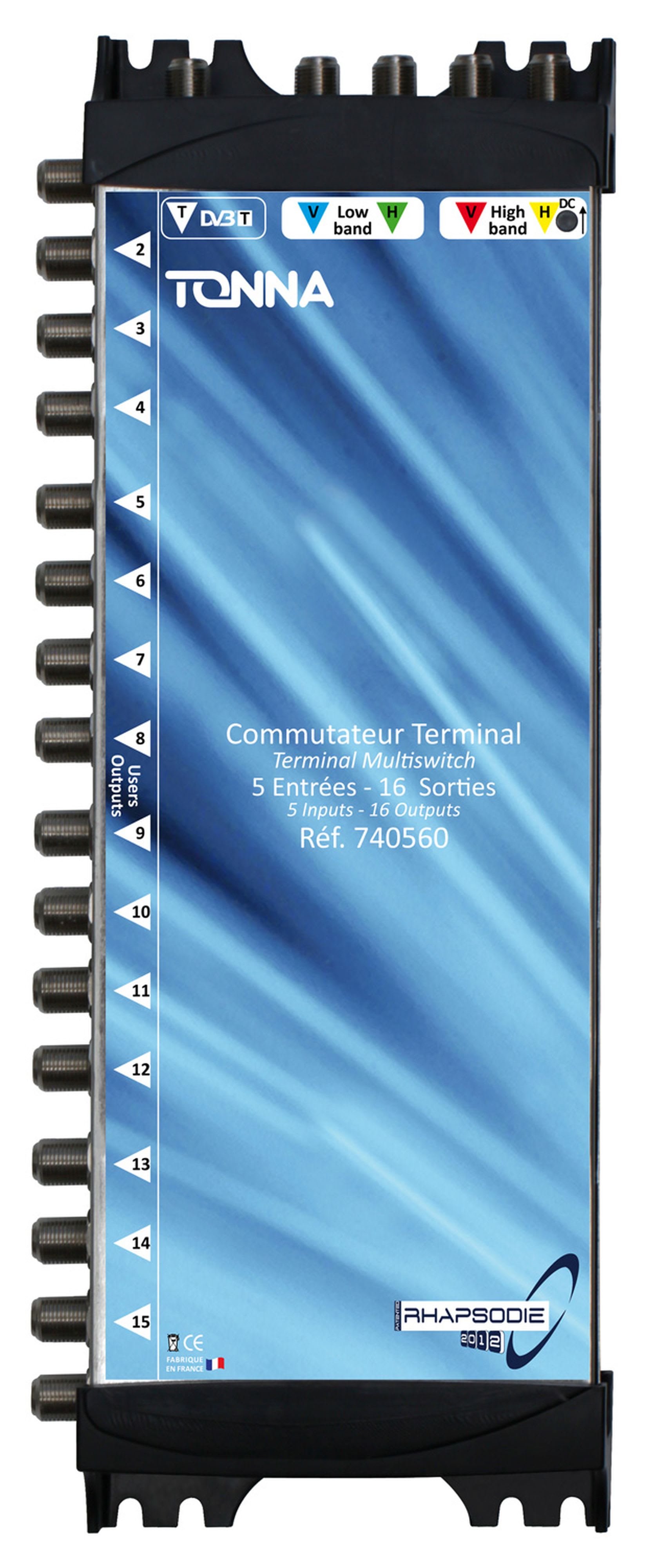 TONNA - Commutateur bis rhapsodie 2012 terminal 1 sat (4 polar) + 1tvt / 16 sorties ulb