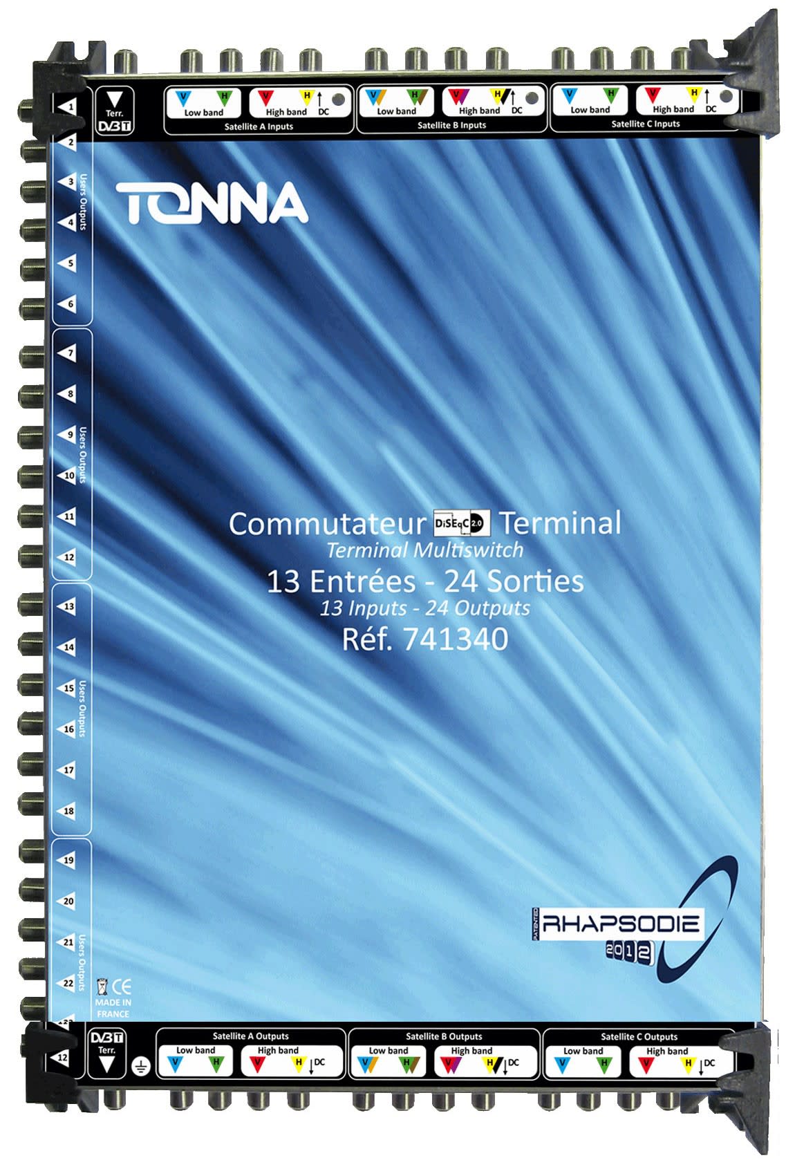 TONNA - Commutateur bis rhapsodie 2012 passif 3 sat ( 12 polar ) + 1tvt / 24 sorties ulb