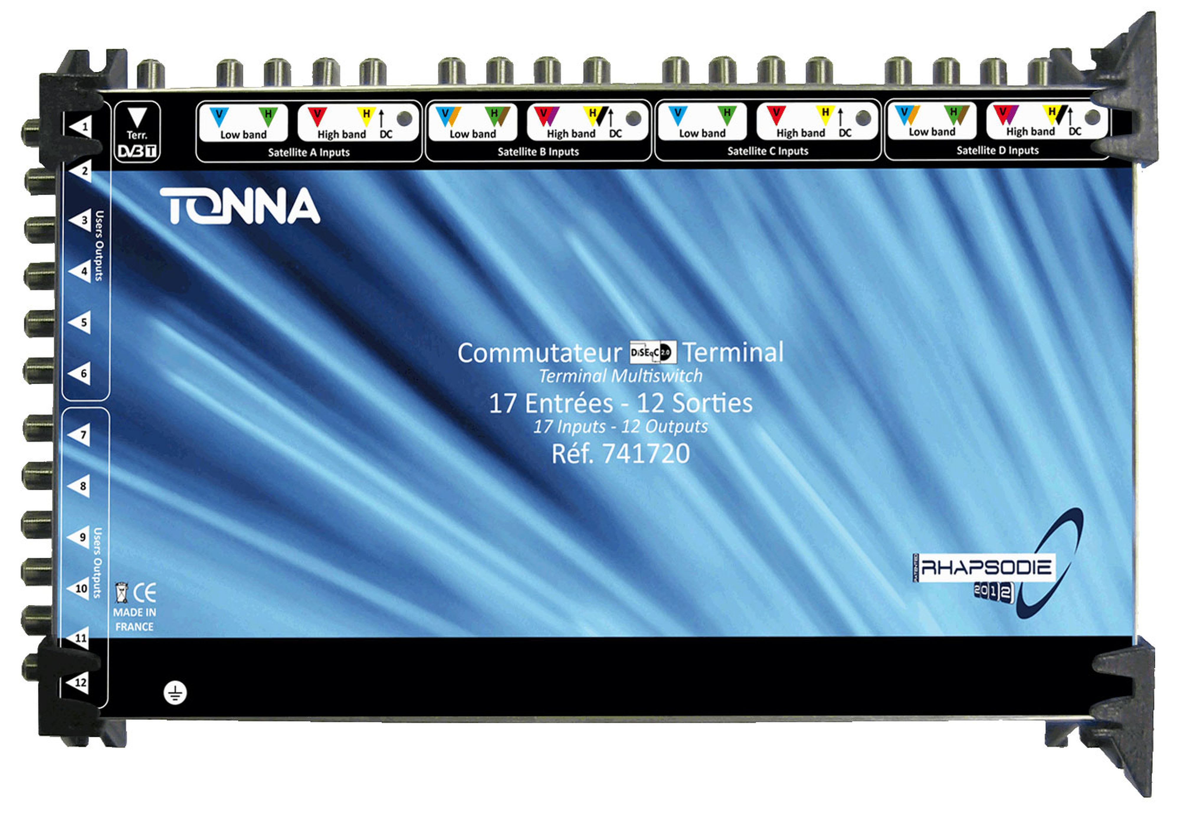 TONNA - Commutateur bis rhapsodie 2012 terminal 4 sat (16 polar) + 1tvt / 16 sorties ulb
