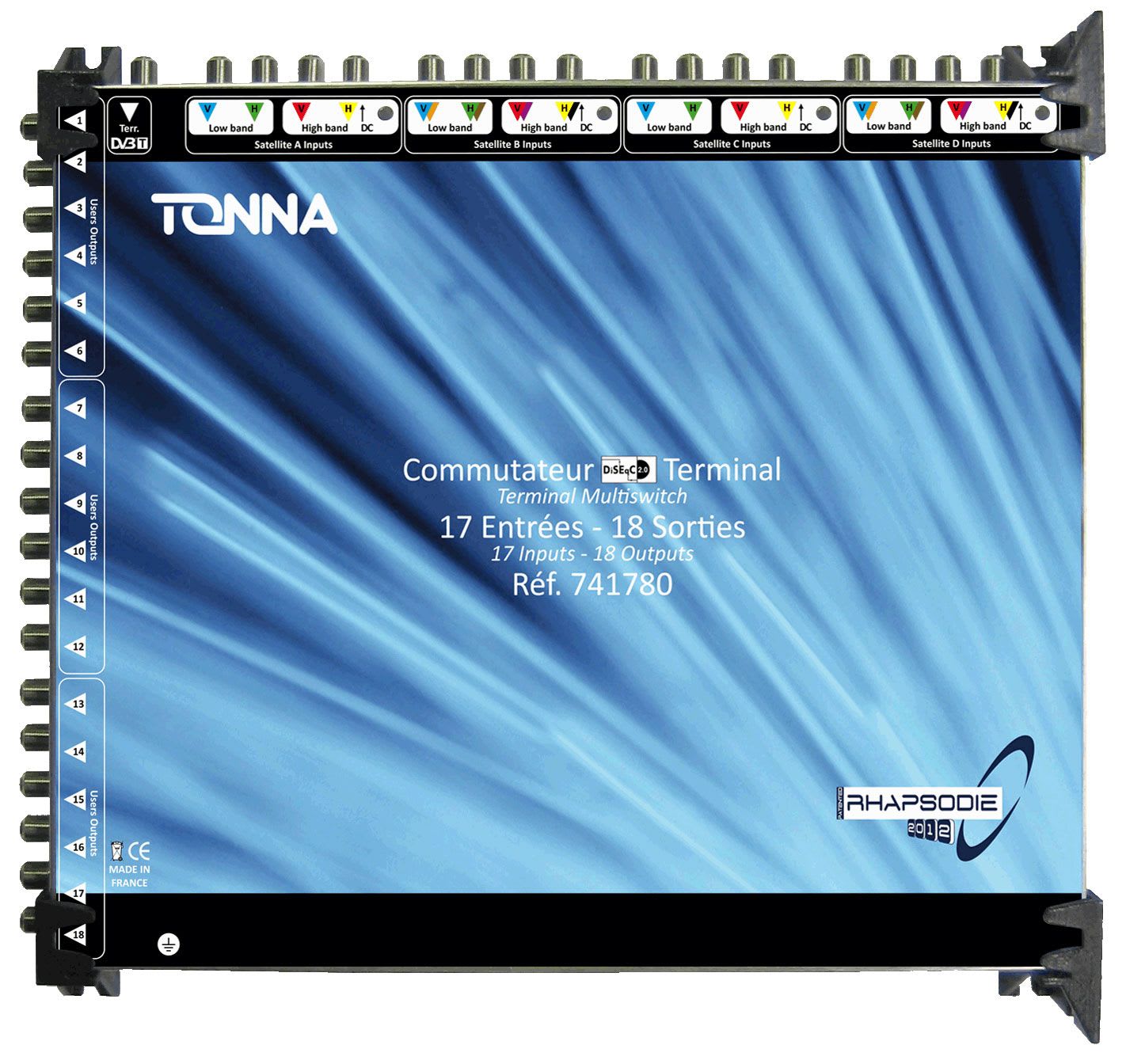 TONNA - Commutateur bis rhapsodie 2012 terminal 4 sat (16 polar) + 1tvt / 18 sorties ulb