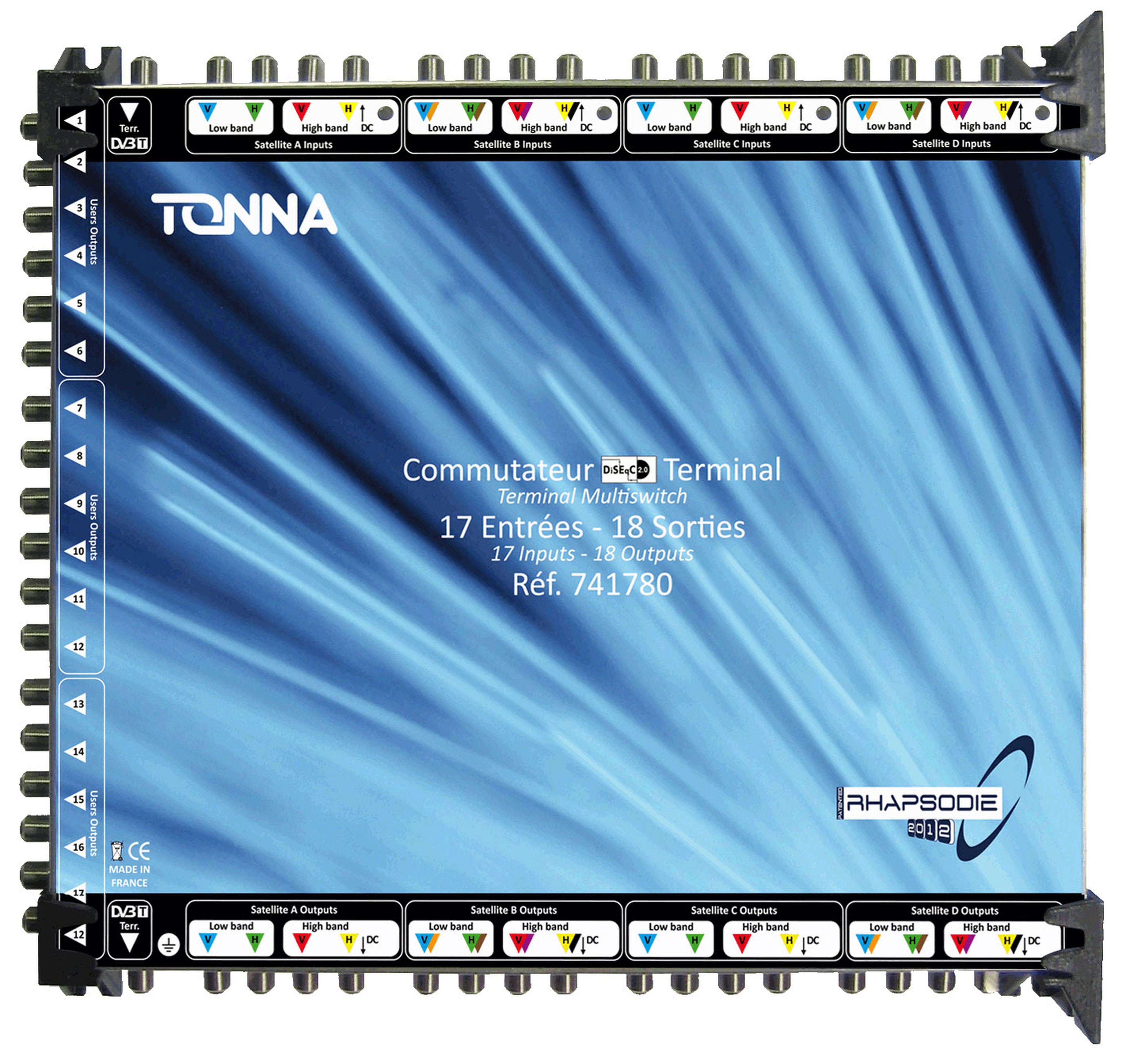 TONNA - Commutateur bis rhapsodie 2012 passif 4 sat ( 16 polar ) + 1tvt / 18 sorties ulb