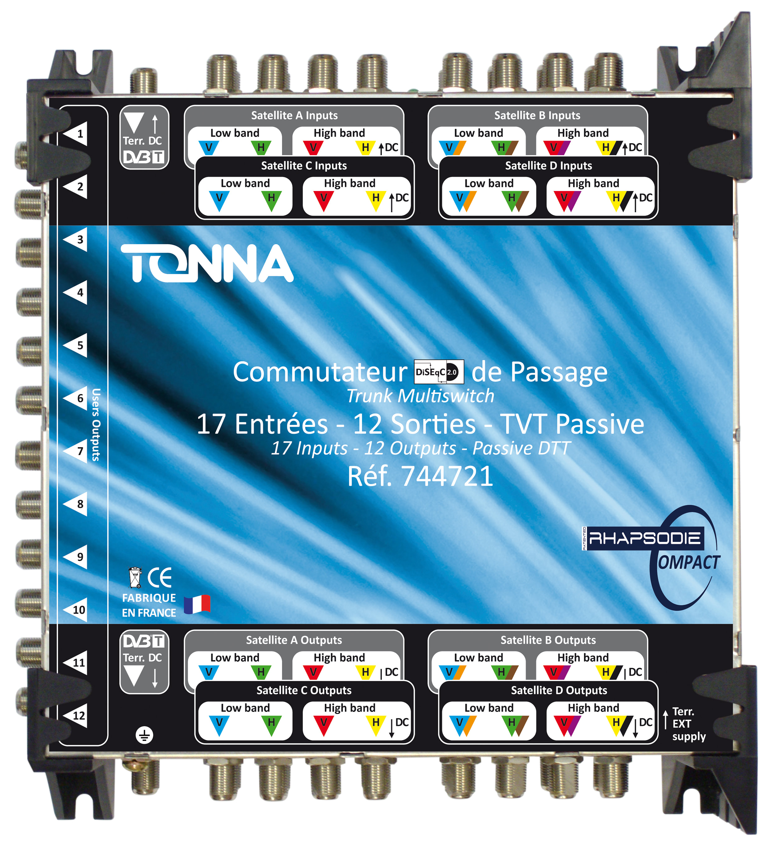 TONNA - Commutateur de passage 16E BIS + TVT passive/16S BIS + TVT/12S ULB-DiSEqC 2.0