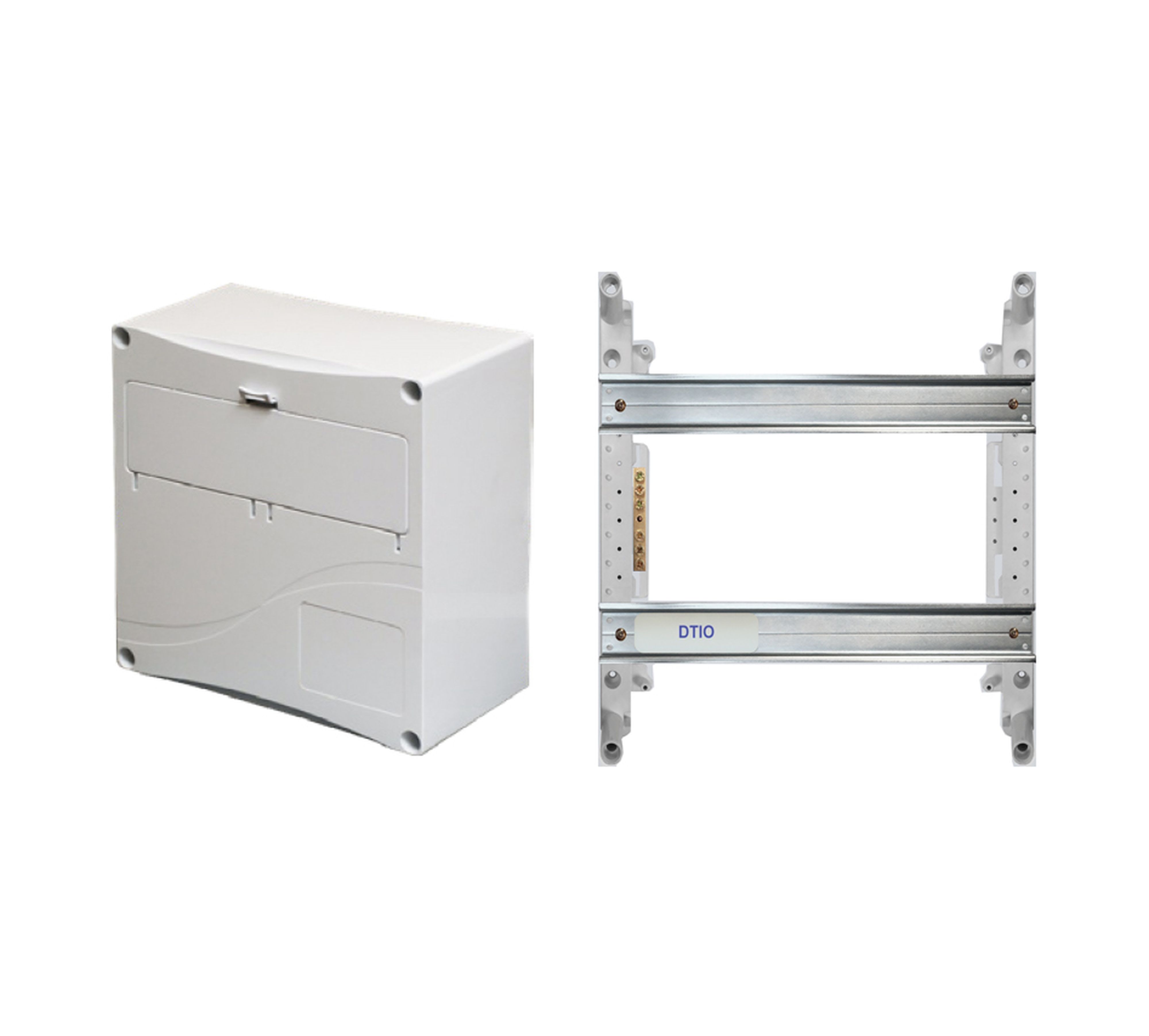 TONNA - Coffret de communication à trappe H=250mm, 2 rails din, bornier de terre, ABS V0