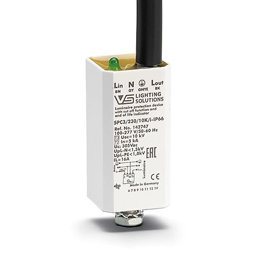 Vossloh Schwabe DEUTSCHLAND - Protection luminaire Classe I-  SPC3/230/10K/i - 10kV IP66 avec câble