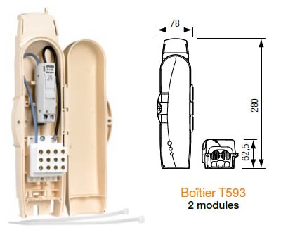 Cahors - Boitier Type 593 - 1 C-C (Ph + N) - Bornier 4 x 2 x 16 mm2