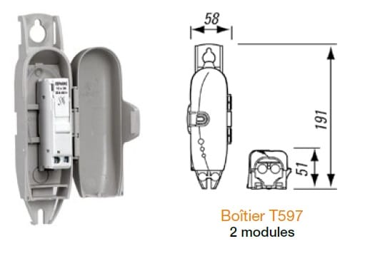 Cahors - Boitier Type 597 - 1 C-C (Ph + N) - Gris