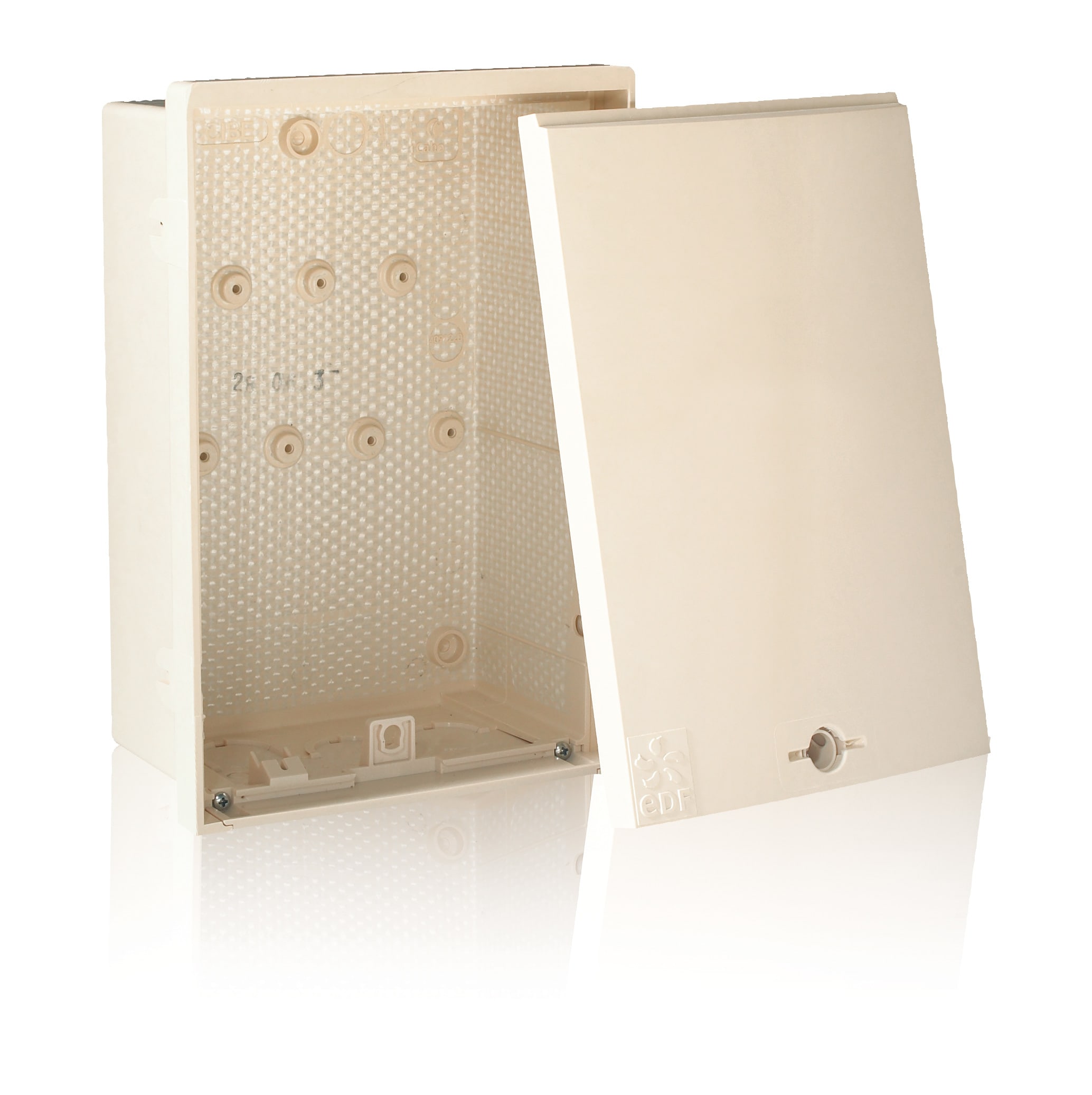 Cahors - Borne avec panneau pour compteur et disjoncteur monophasé - Sigle Eclair