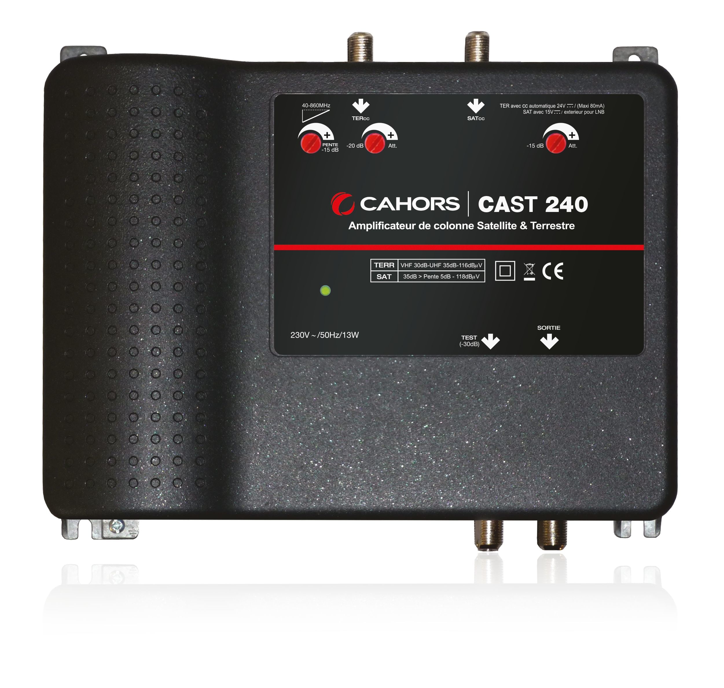 Cahors - Amp Colonne Ter/Sat Gain 30/35Db Ns 119Db Boîtier Zamac