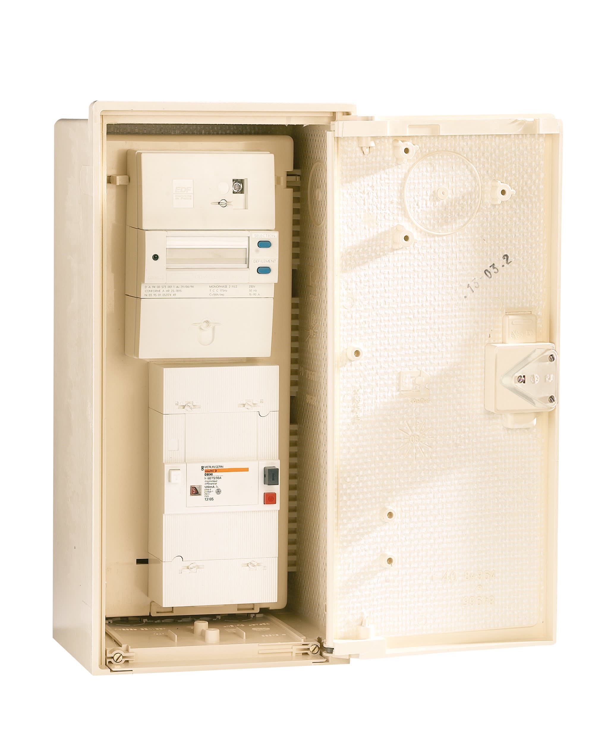 Cahors - Coffret haut S22 Type2 + platine pour compteur et disjoncteur mono