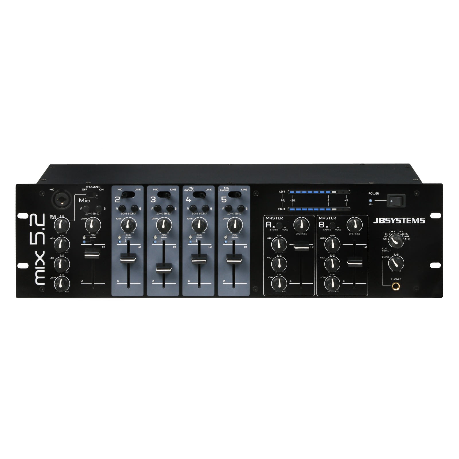 Sonoprof - MIX 5.2, Table de mixage avec 5 canaux et 2 zones indépendantes,  noire