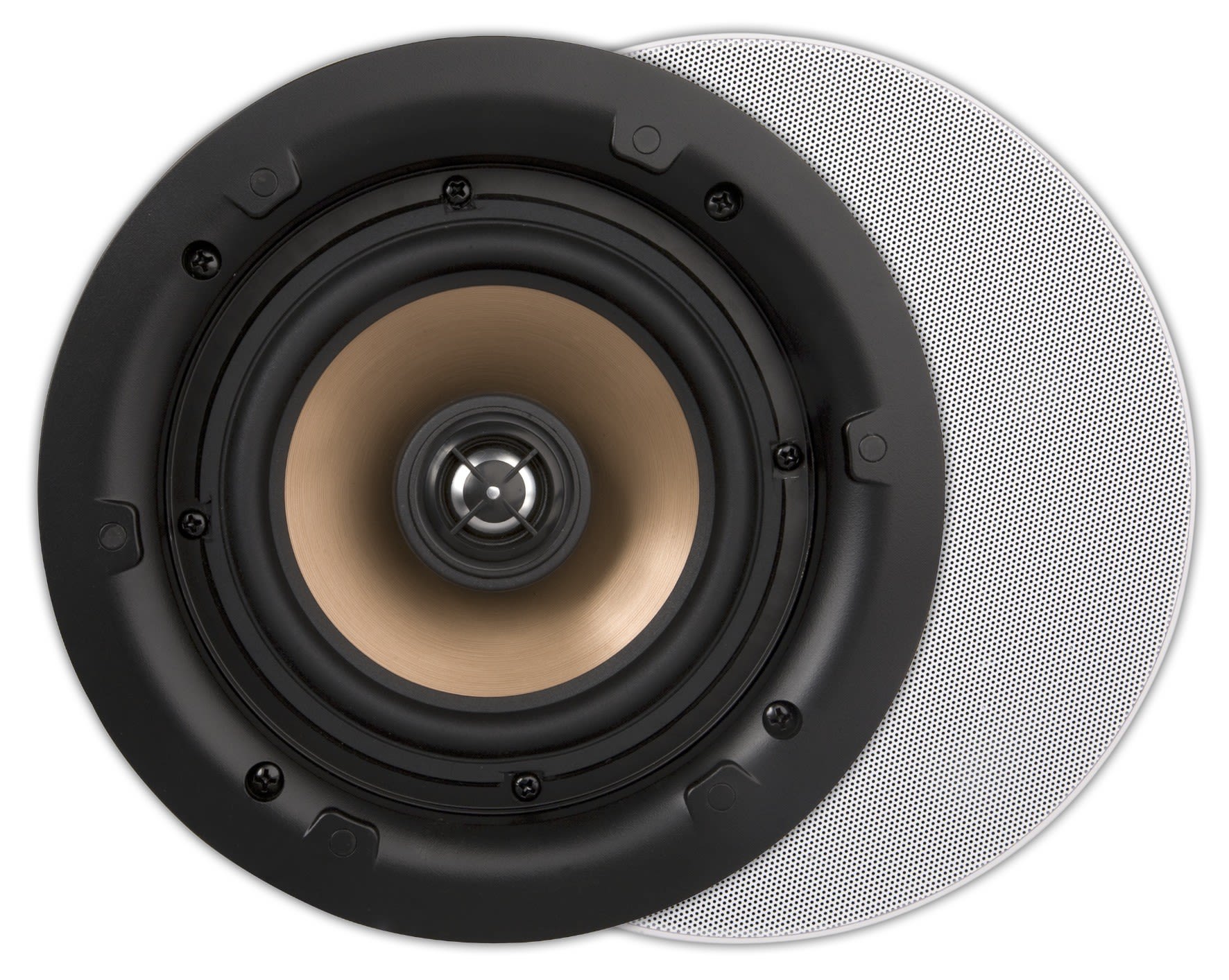 Sonoprof - HPRO525 (2pc) enceinte hifi extérieur encastrable ronde, blanc option noir