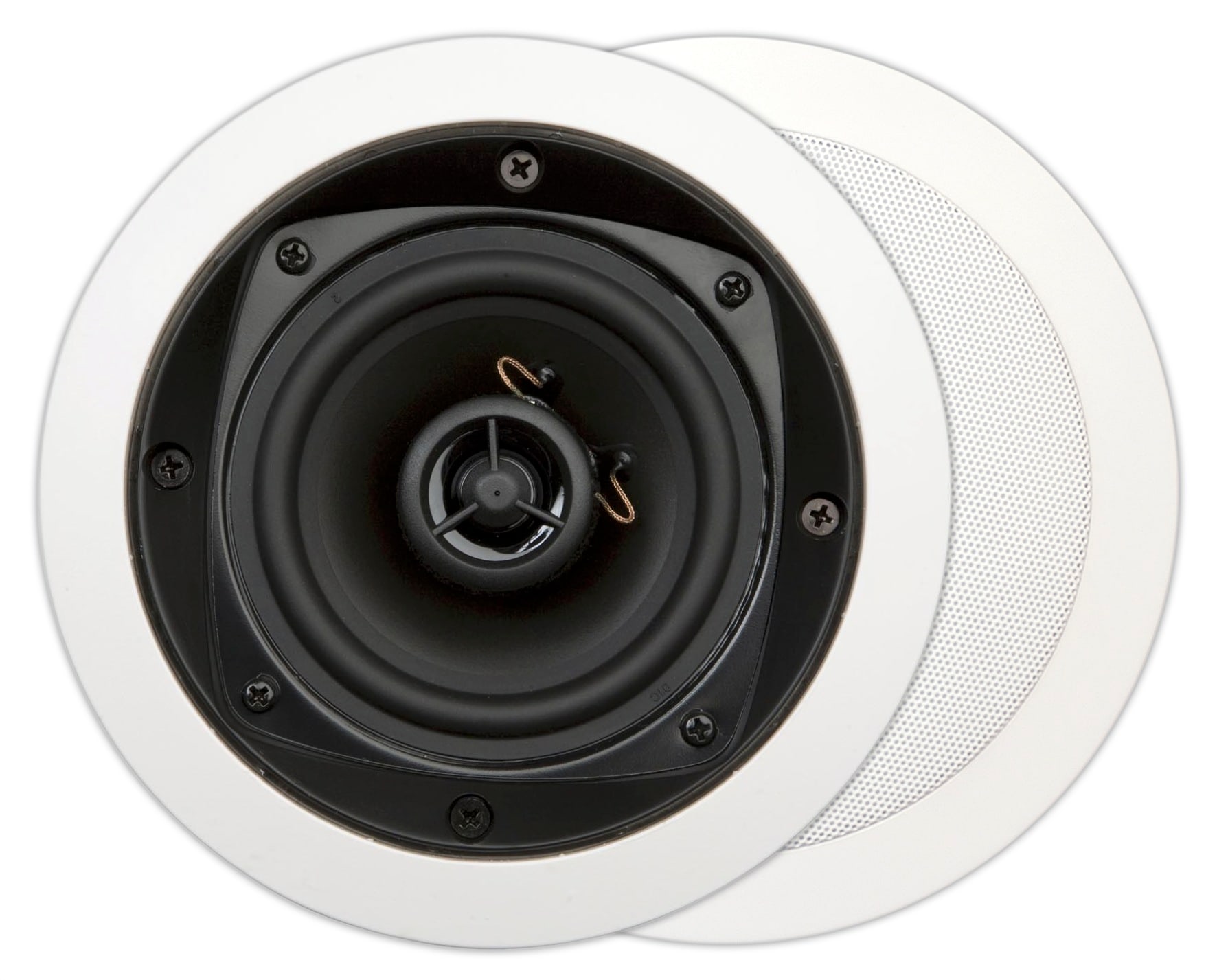 Sonoprof - MDC501 (2pc) Enceinte hifi basic encastrable ronde, blanc,88dB à 1W/1M