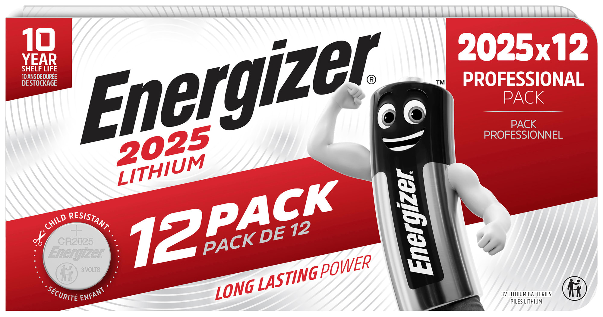 Energizer - Pile bouton Lithium 2025 x 12 haute performance et longue duree