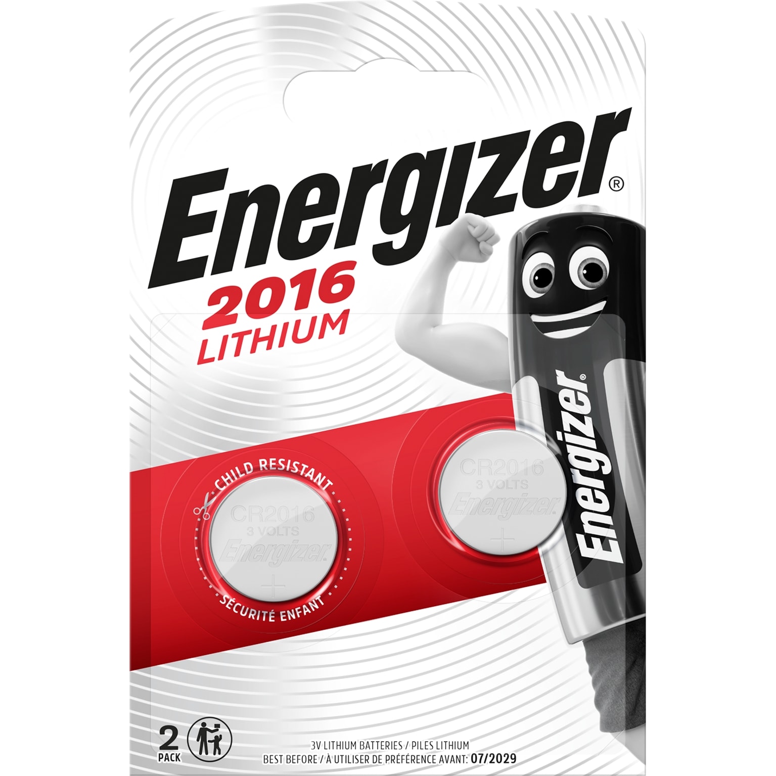Energizer - Pile miniature Lithium CR2016 x 2 fiable et longue duree