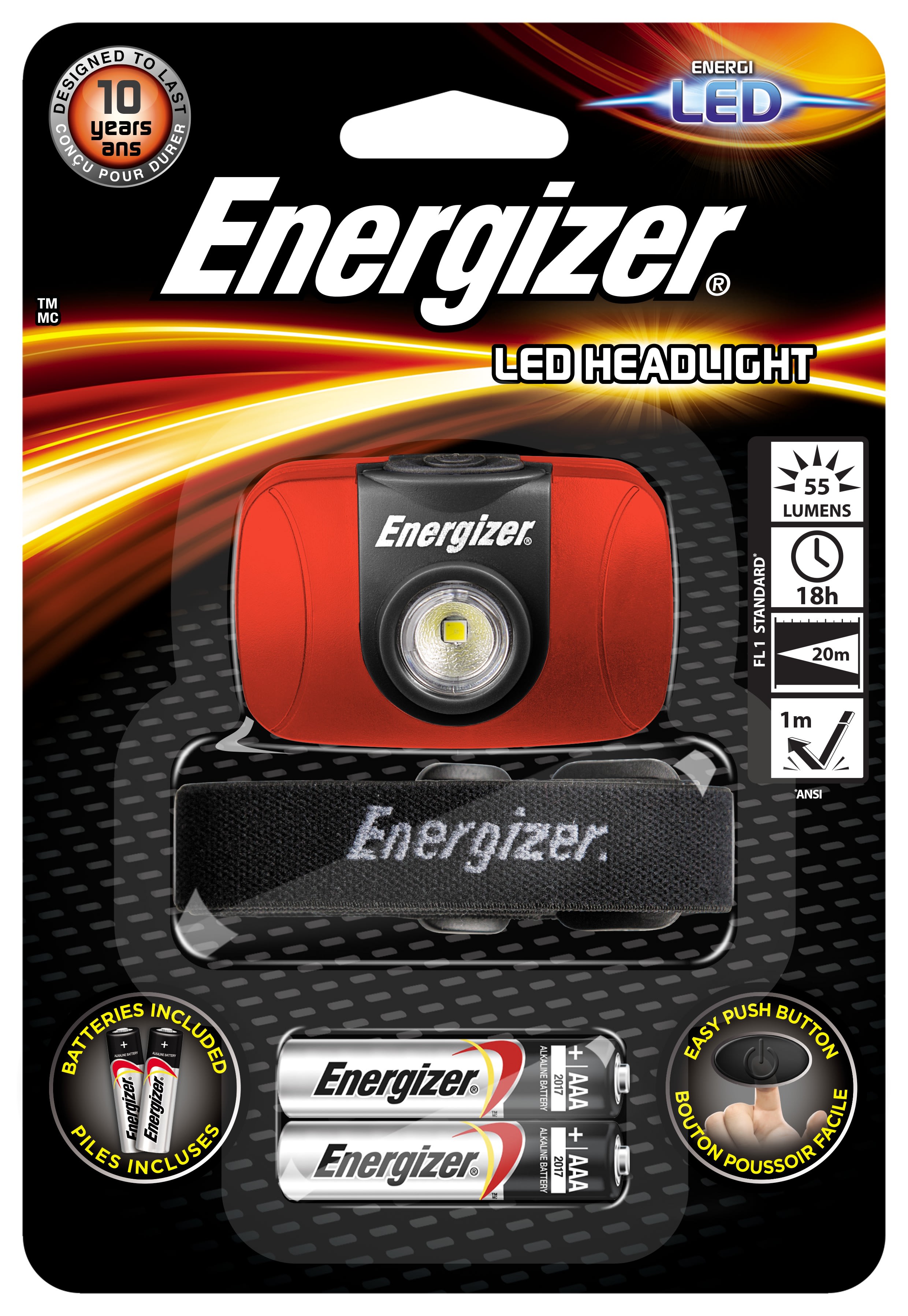 Energizer - Lampe frontale LED resistante pour usage professionnel occasionnel