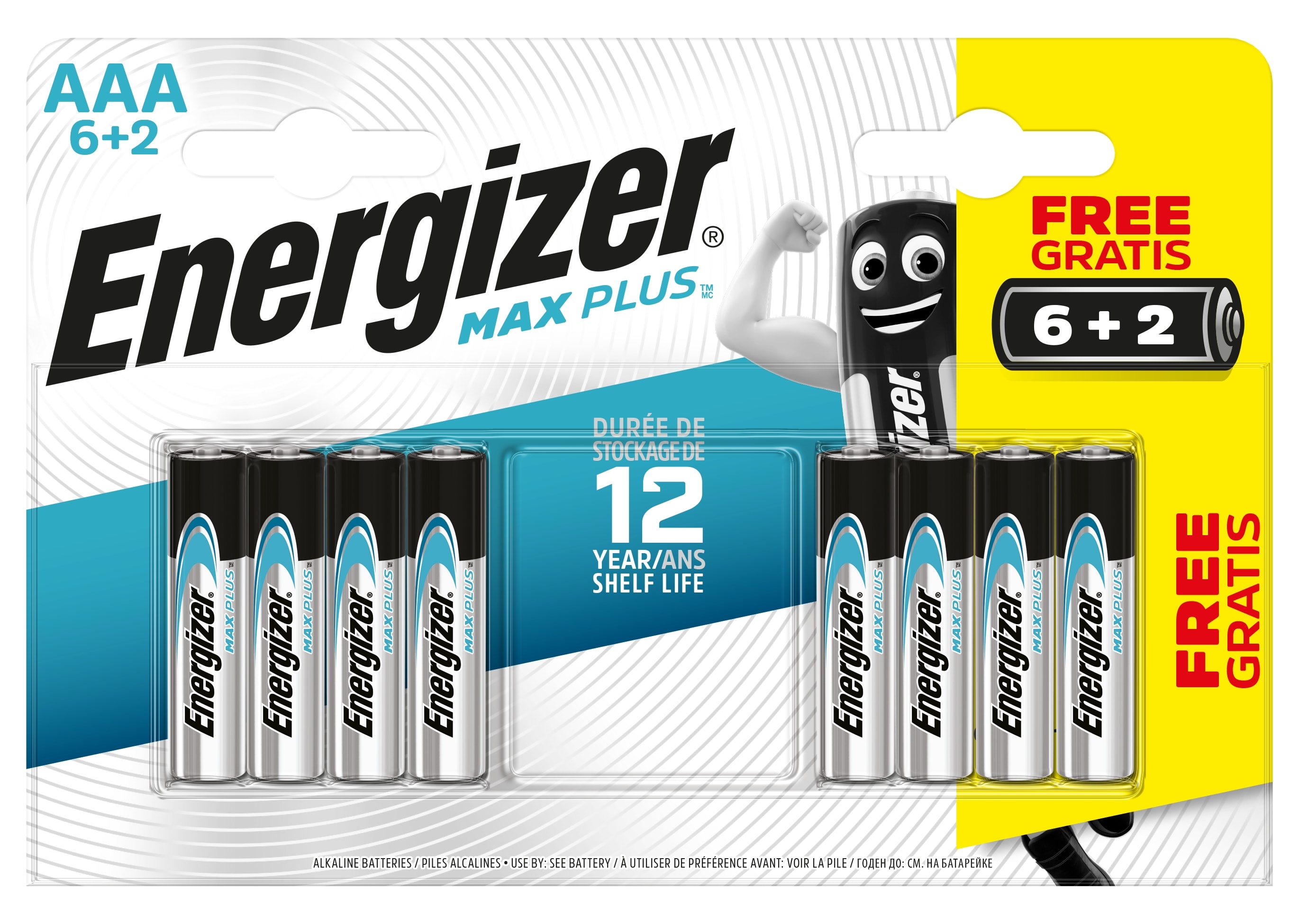 Energizer - Pile alcaline Max Plus AAA x 6+2 notre pile alcaline qui dure le plus longtemps