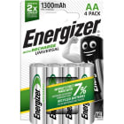 Energizer - Piles Rechargeables Energizer Universal AA/LR06/LR6 1300maAh pack de 4