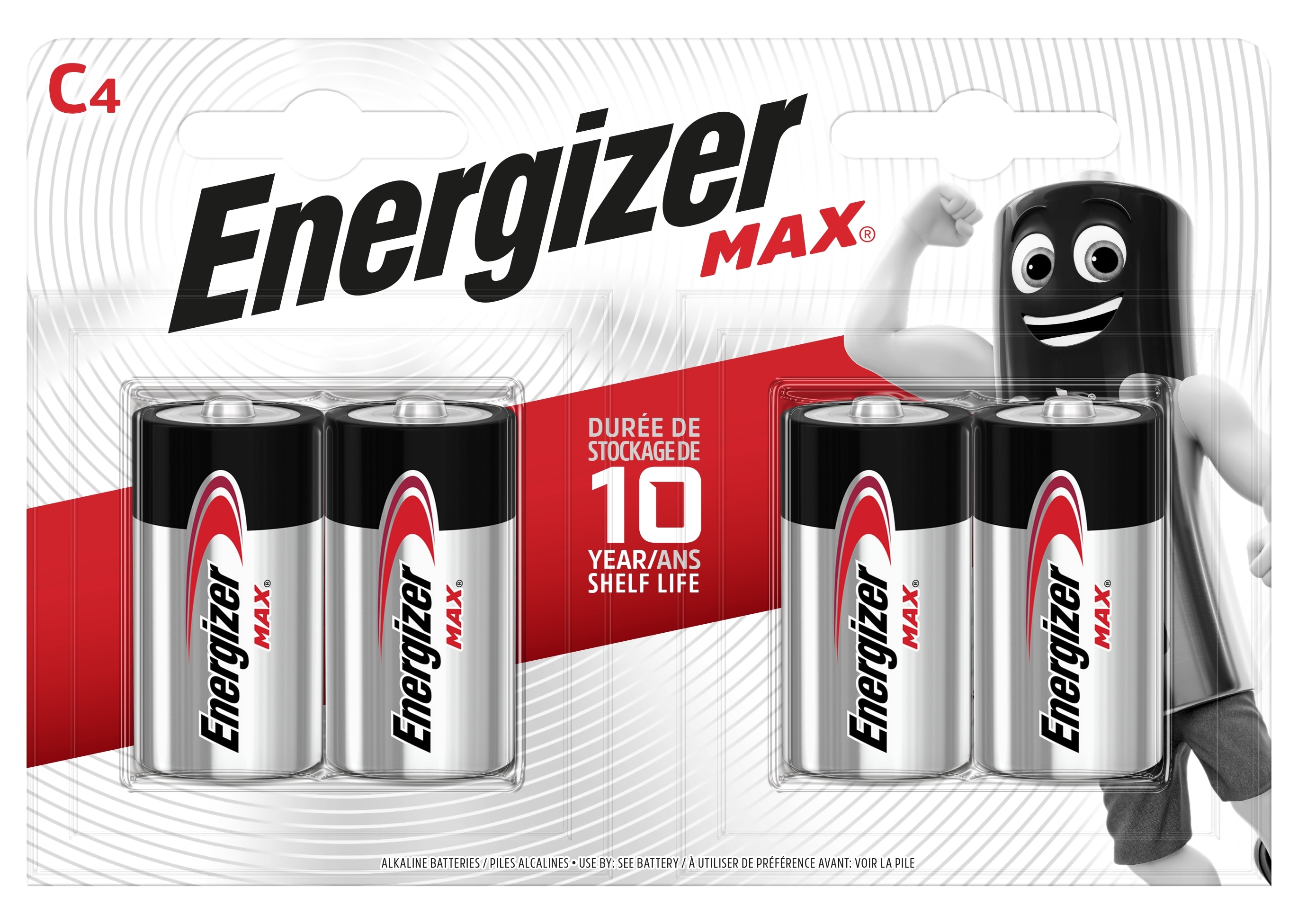 Energizer - Pile Max C x 4 sans risque pour vos appareils avec la garantie 0 coulure