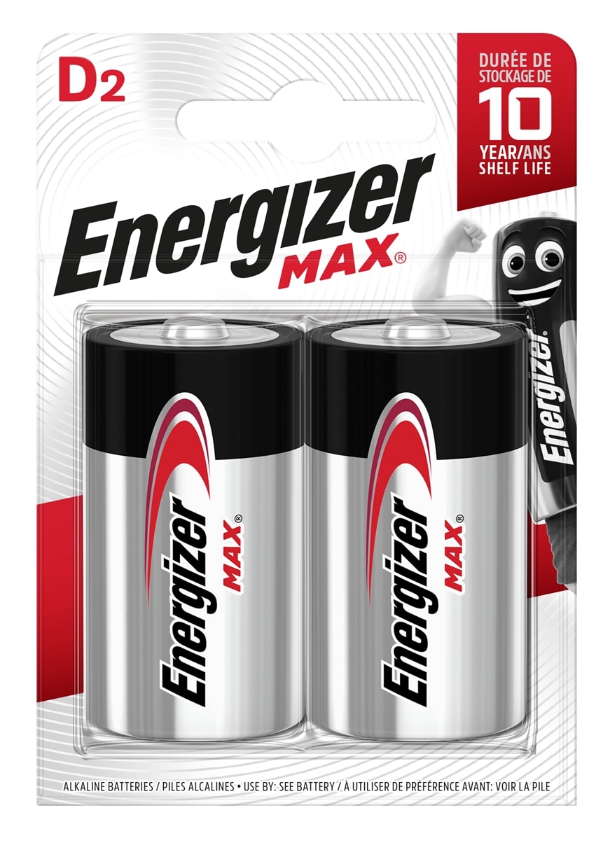 Energizer - Pile Max D x 2 sans risque pour vos appareils avec la garantie 0 coulure