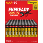 Energizer - Pile Alcaline AAA/LR3 x60 Eveready Gold - Grand volume pour gros consommateurs