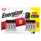 Energizer - Pile Max AAA x 6+2 sans risque pour vos appareils avec la garantie 0 coulure