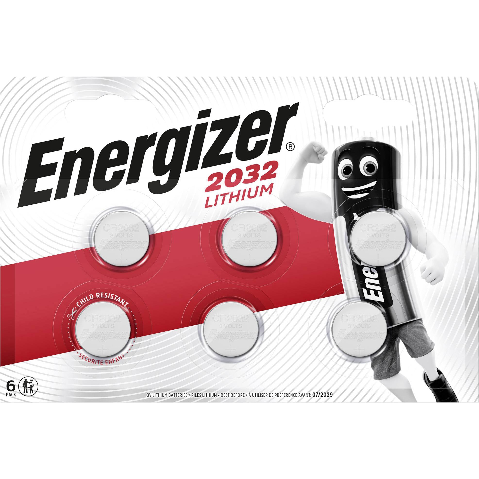 Energizer - Pile bouton Lithium 2032 x 6 haute performance et longue duree
