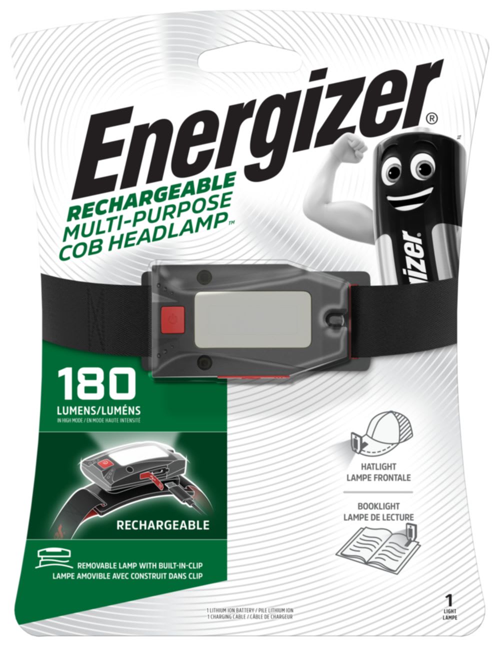 Energizer - Lampe frontale multi-usage rechargeable via cable USB pour usage polyvalent
