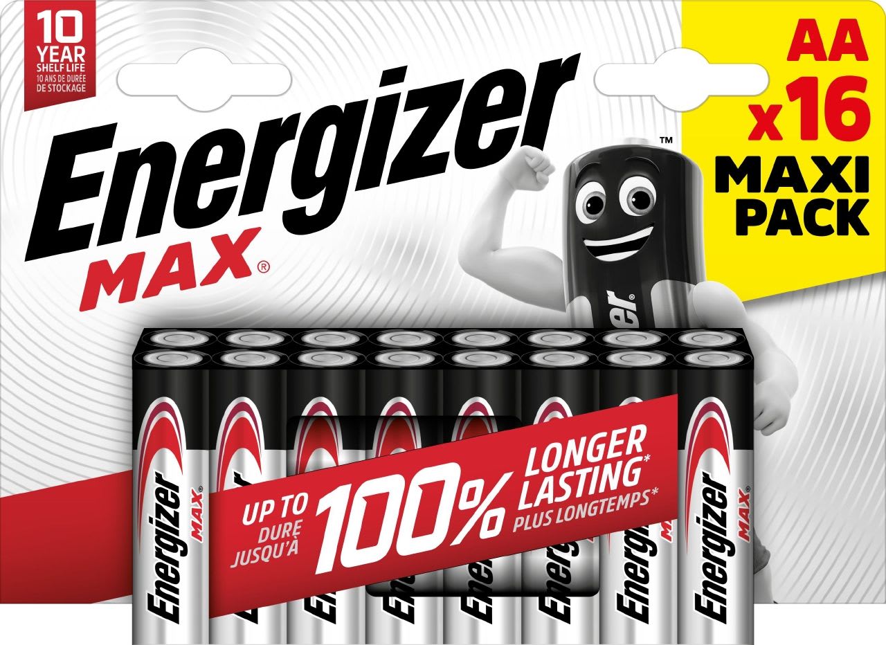 Energizer - Pile Max AA x 16 sans risque pour vos appareils avec la garantie 0 coulure