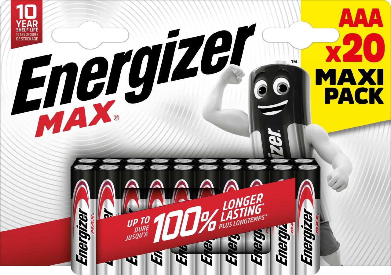 Energizer - Pile Max AAA x 20 sans risque pour vos appareils avec la garantie 0 coulure