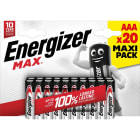 Energizer - Pile Max AAA x 20 sans risque pour vos appareils avec la garantie 0 coulure
