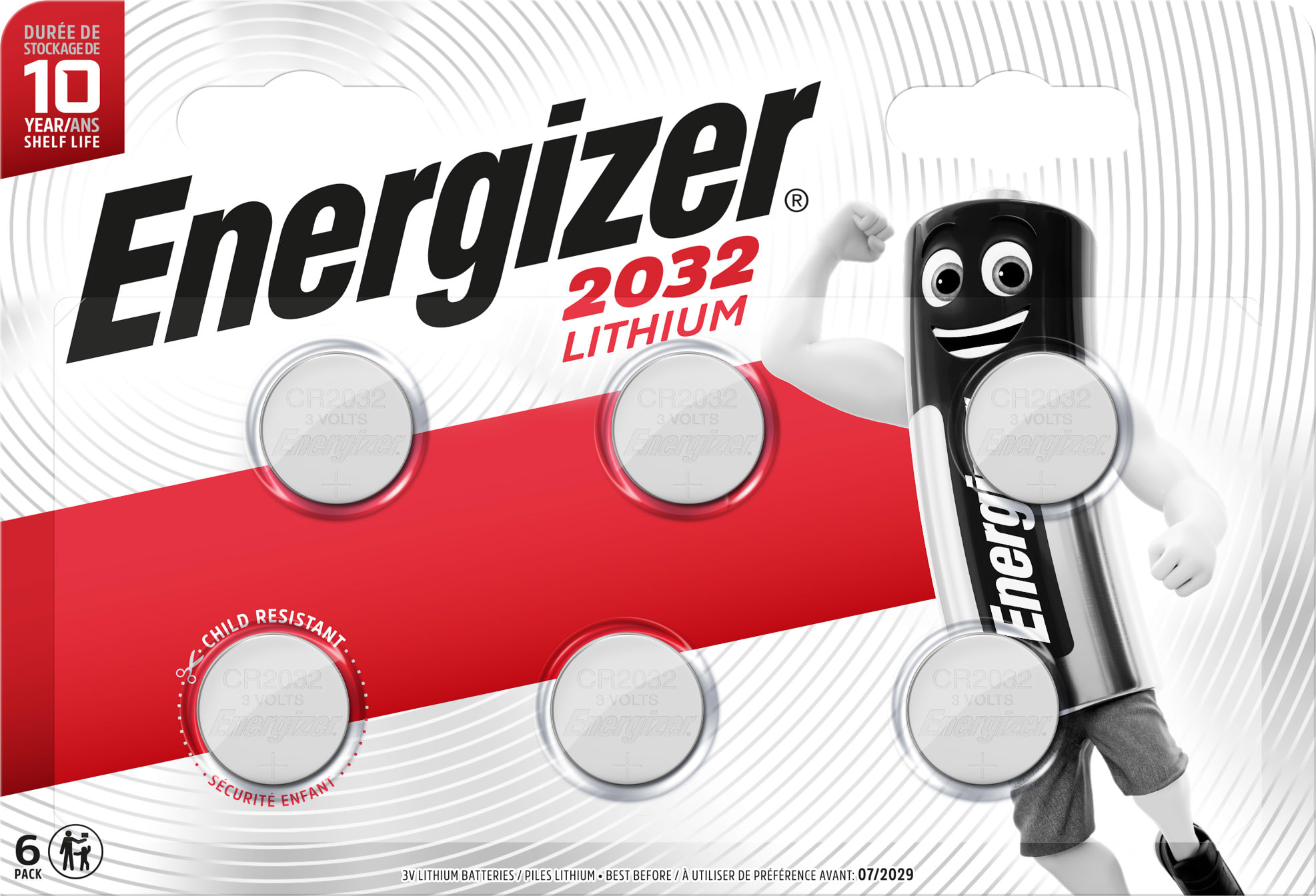 Energizer - Pile bouton Lithium CR2032 x 6 haute performance et longue duree