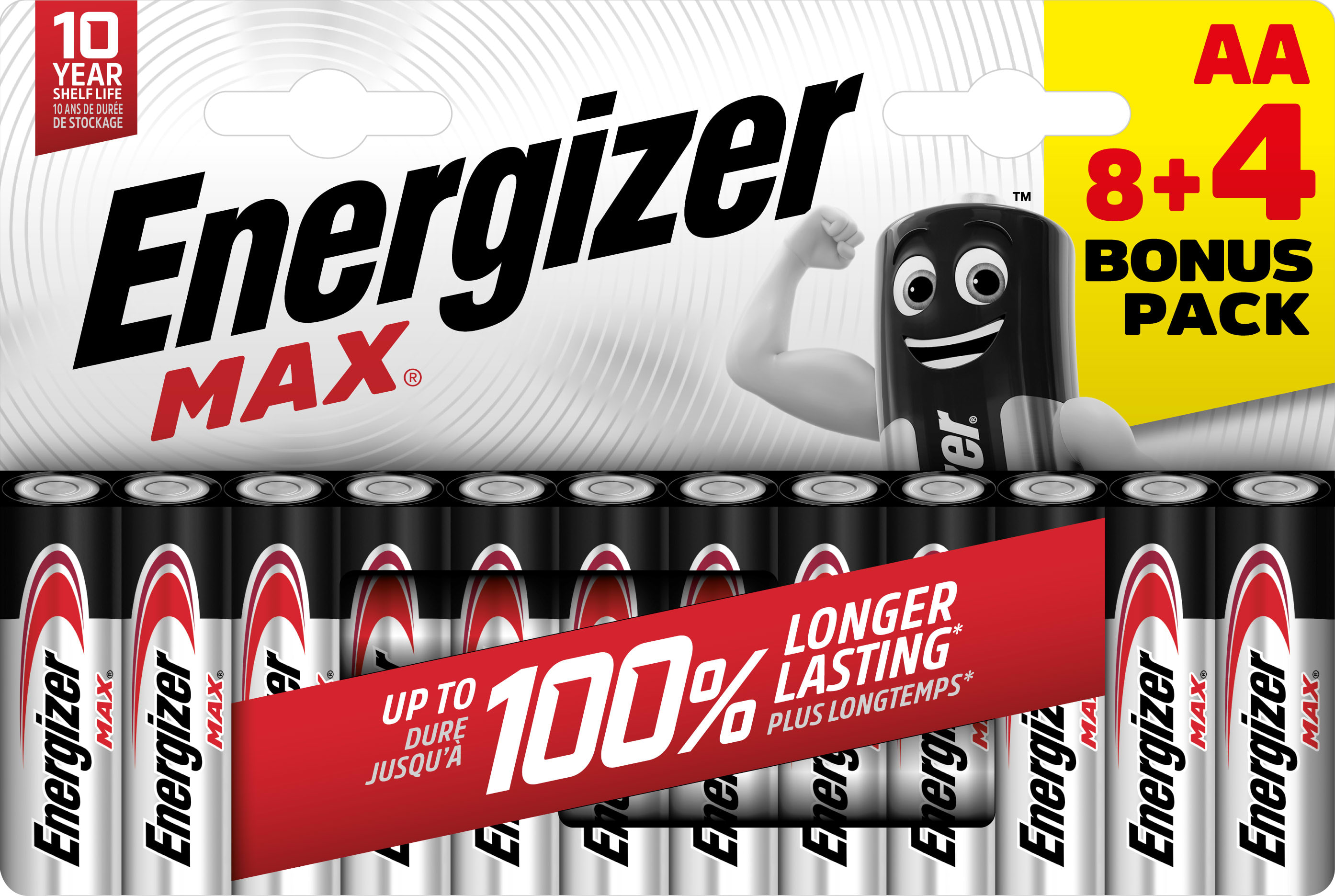 Energizer - Pile Max AA x 8+4 sans risque pour vos appareils avec la garantie 0 coulure