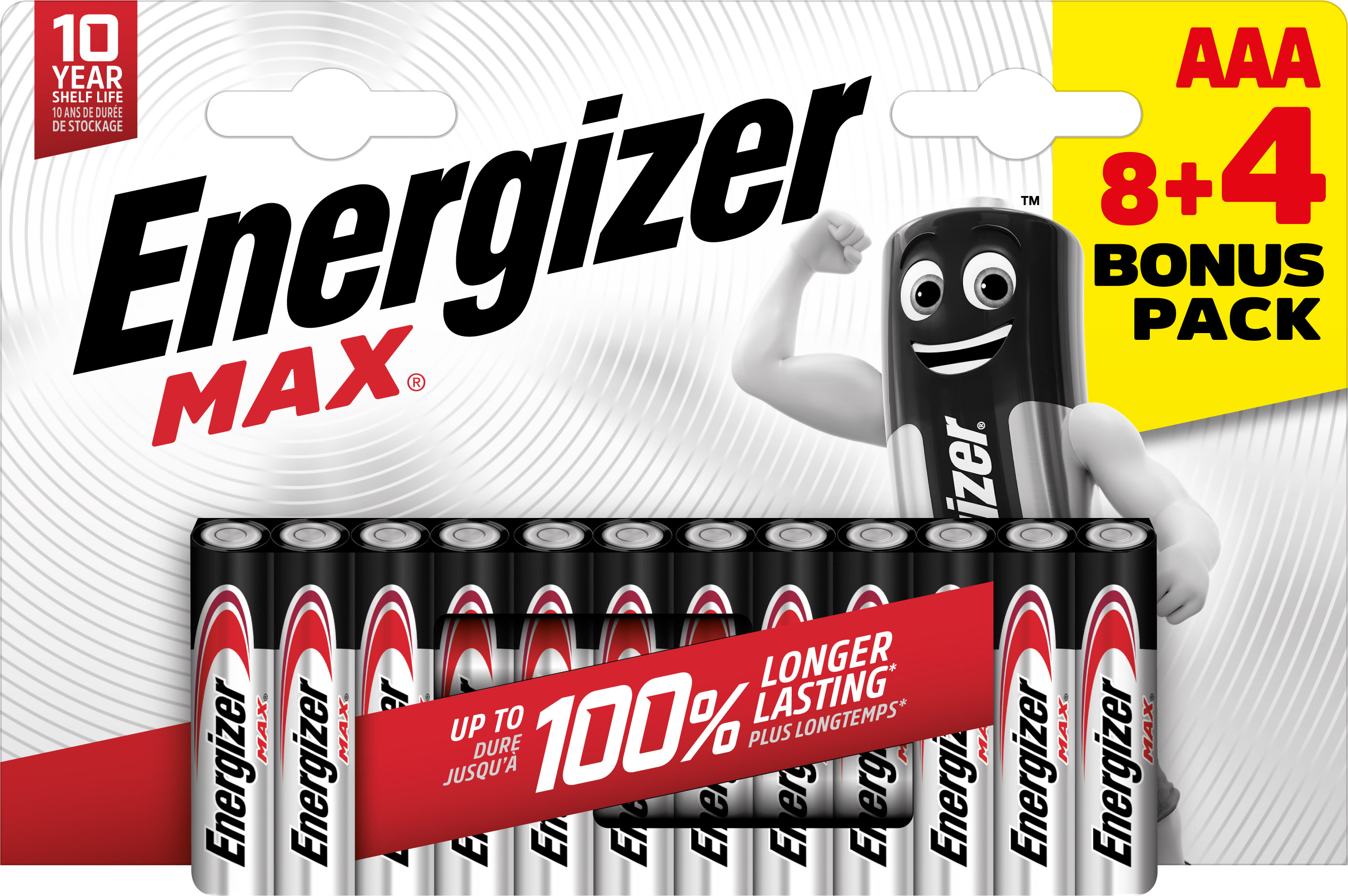 Energizer - Pile Max AAA/LR03 x 8+4 sans risque pour vos appareils avec garantie 0 coulure