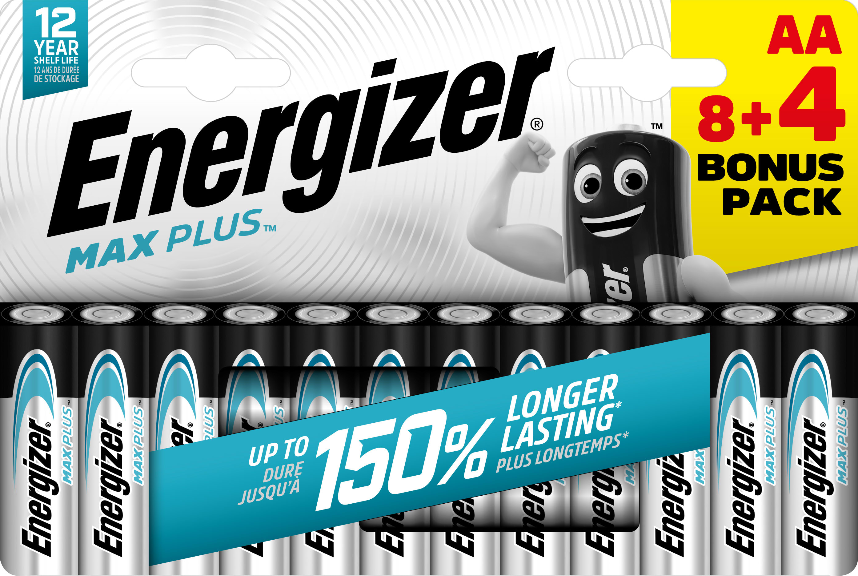 Energizer - Pile alcaline Max Plus AA x 8+4 notre pile alcaline qui dure le plus longtemps