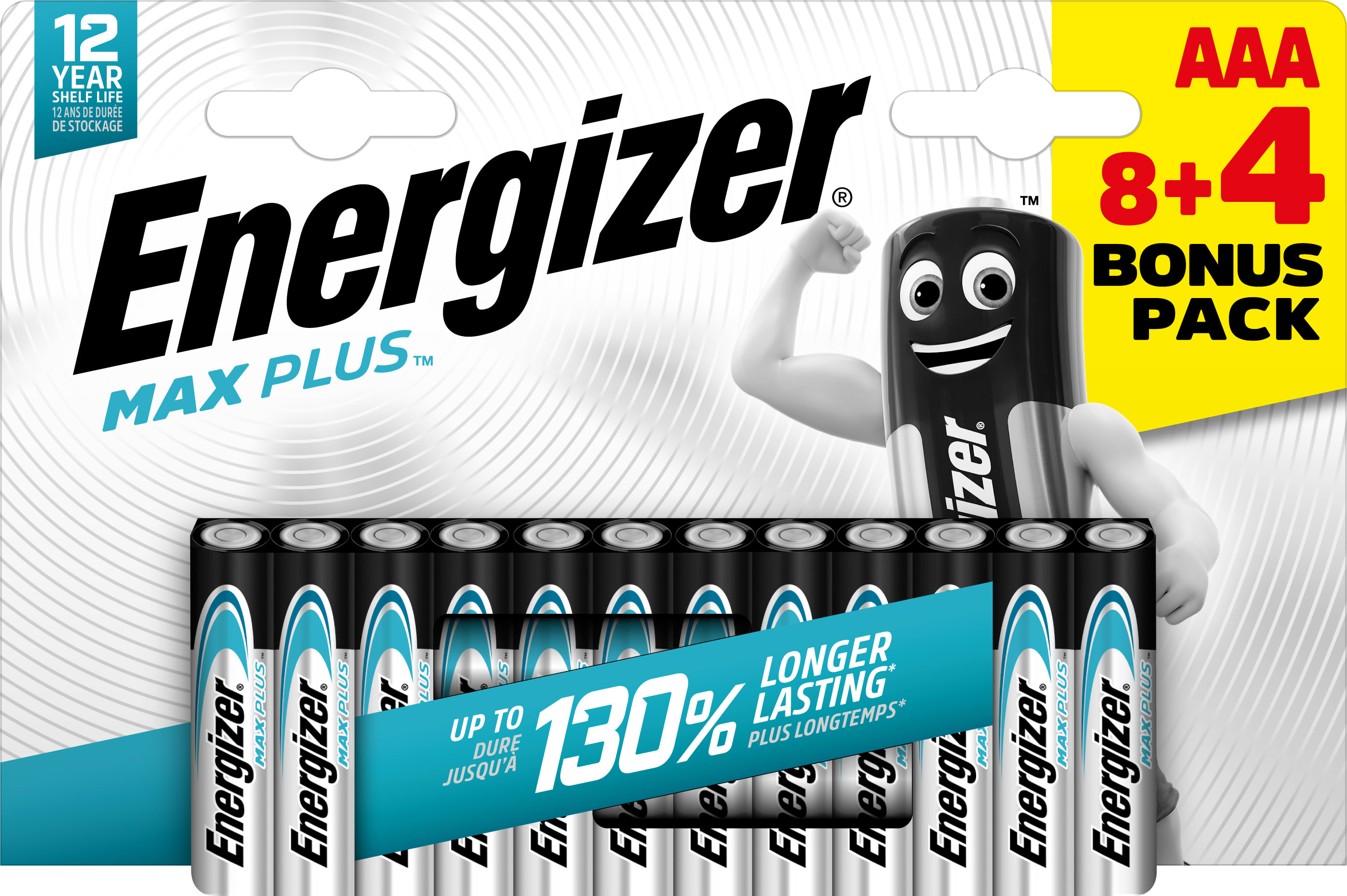 Energizer - Pile alcaline Max Plus AAA/LR03 x 8+4 notre pile alc. qui dure le plus longtemps