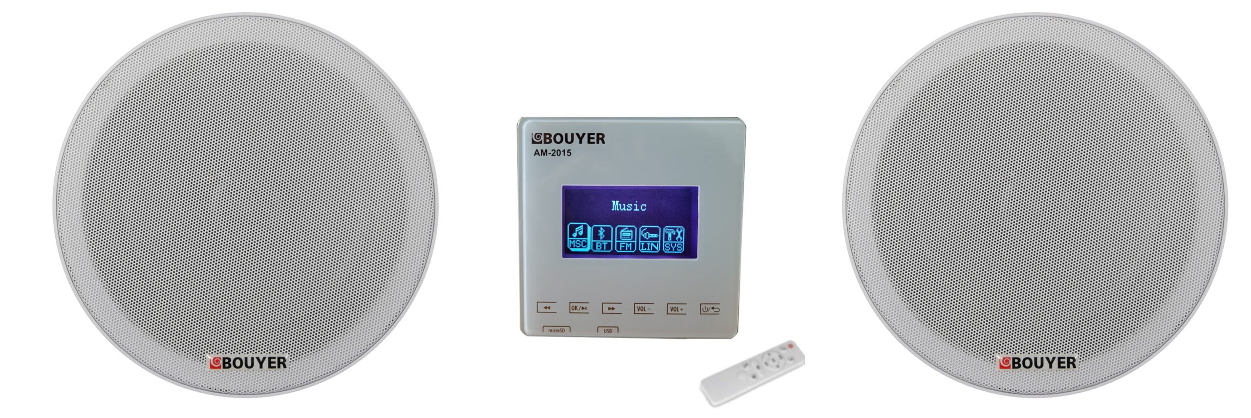 BOUYER - Pack amplificateur mélangeur mural + 2 haut-parleurs 6W