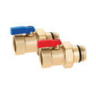PB Tub - Paire de vanne pr collect S2 et Hydronic Bleu-Rouge F1"-Union Mx662  *391066