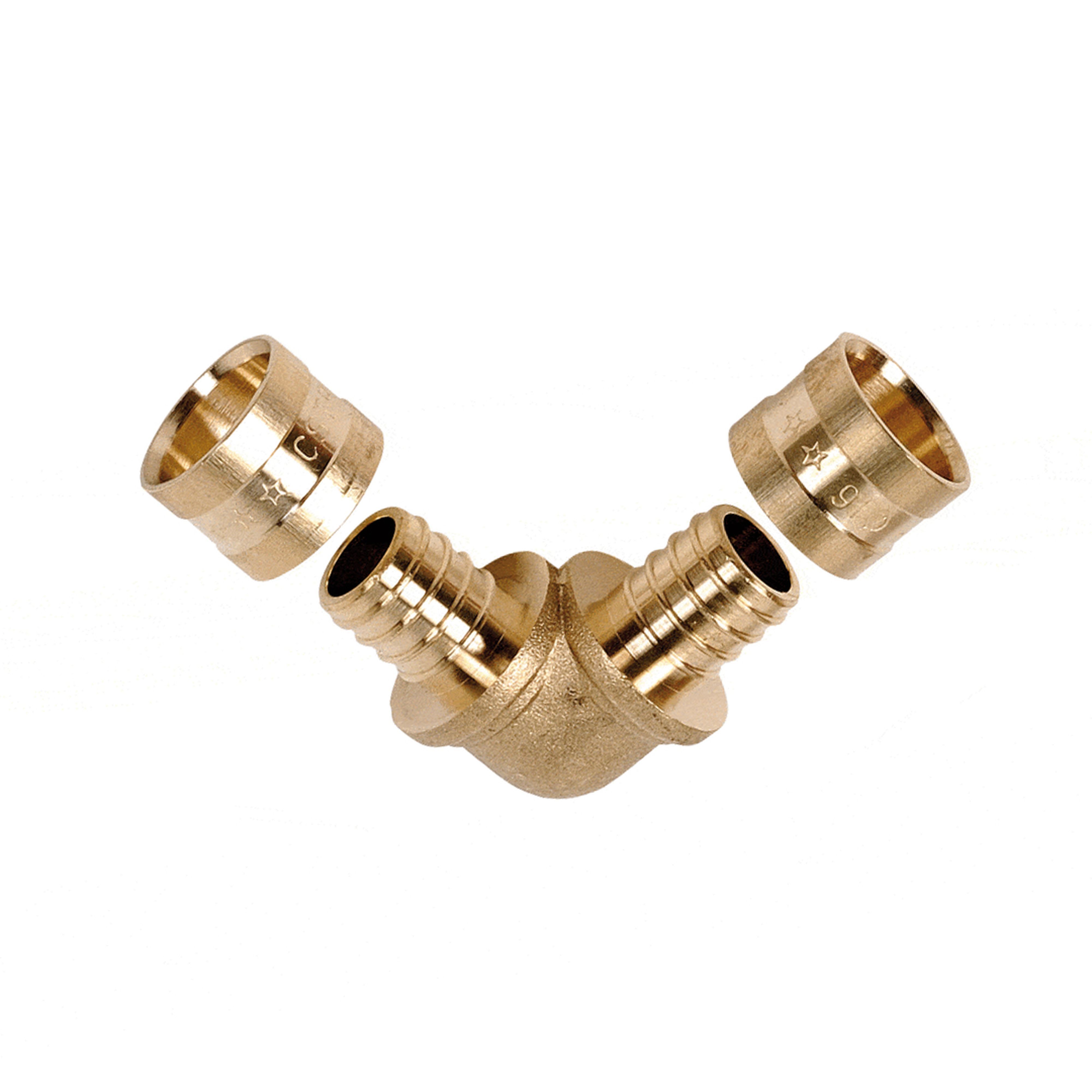 PB Tub - Coude 90° pour tube PER Ø 20x25 mm Raccord à glissement laiton SERTIgliss