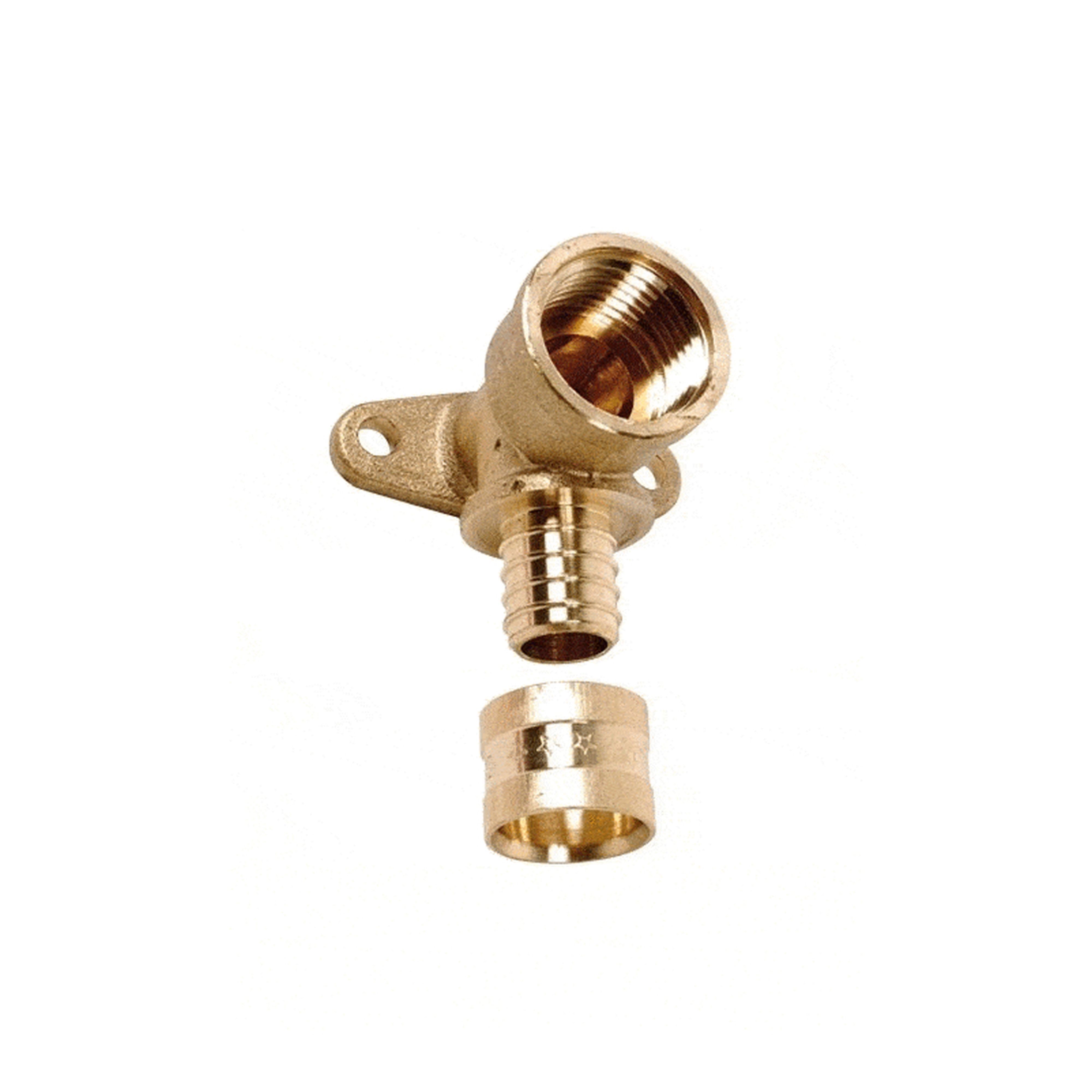 PB Tub - Coude applique court F1/2"-PER 10x12mm Raccord à glissement laiton SERTIgliss