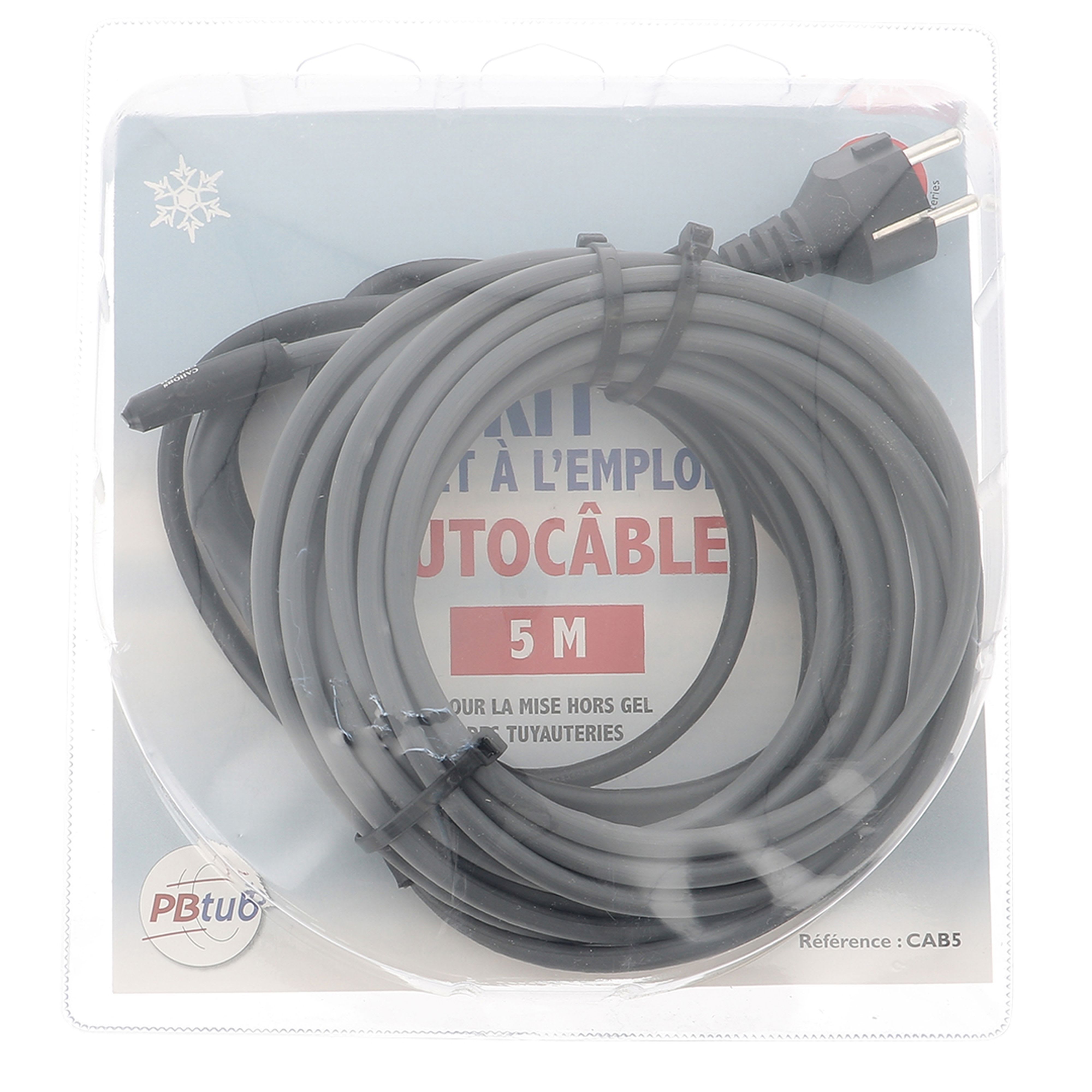 PB Tub - Kit 5 m Autocâble prêt à l'emploi IP54 Maintien hors-gel coupure auto. 5/8°C