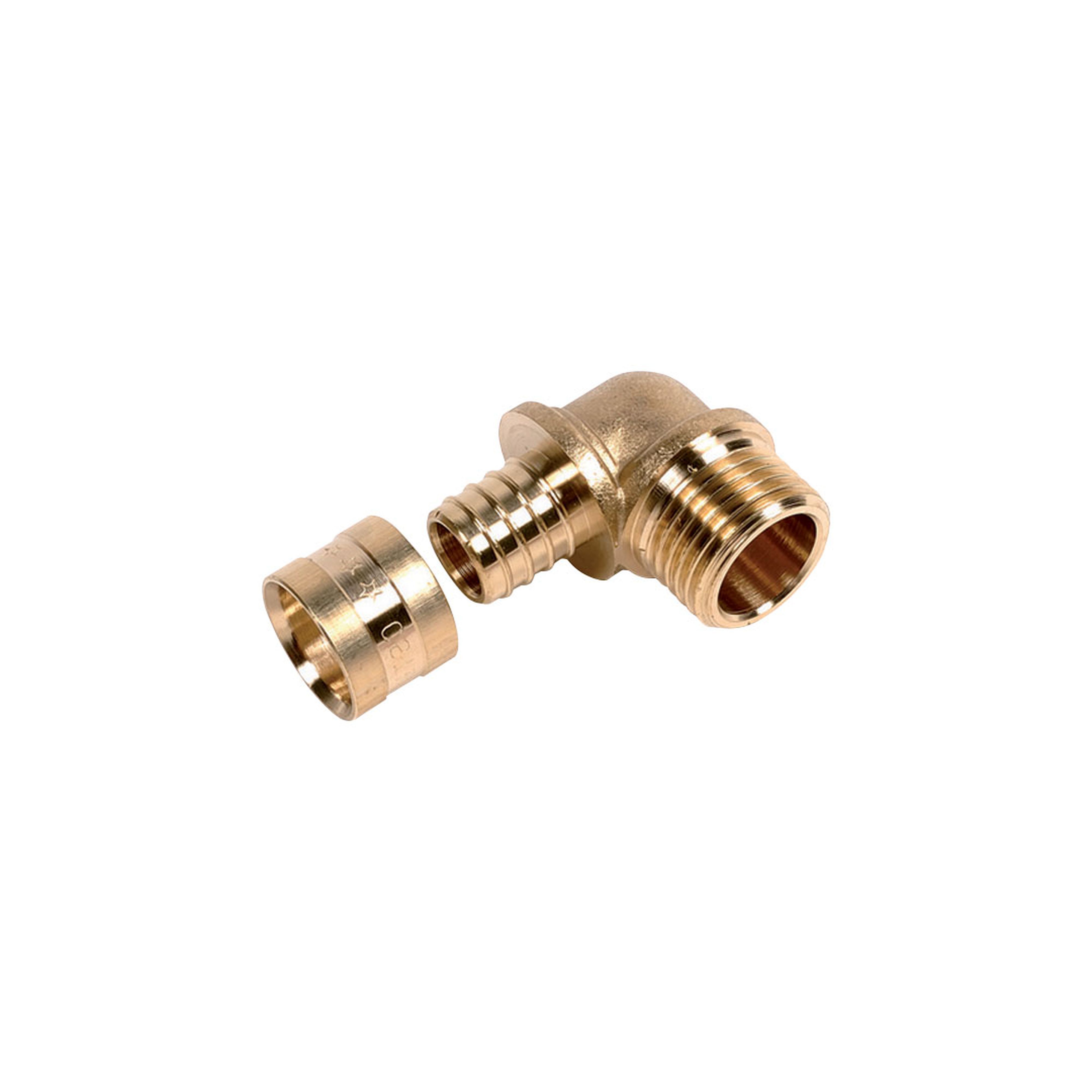 PB Tub - Coude Mâle 3/4"-PER Ø 20x25 mm Raccord à glissement laiton SERTIgliss
