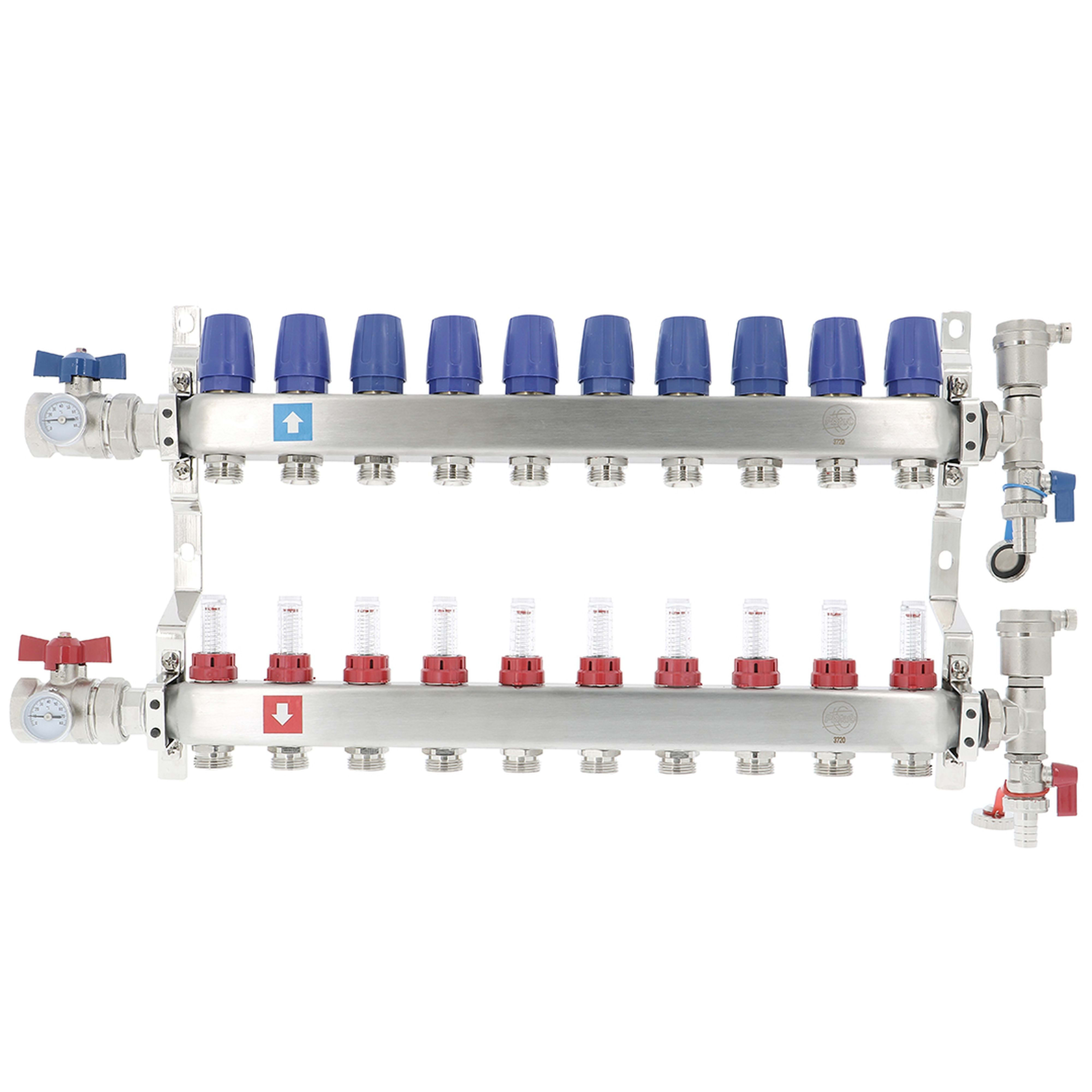 PB Tub - Collecteur DISTRINOX Ø 1"- 10 circuits Ensemble complet en Inox SS304