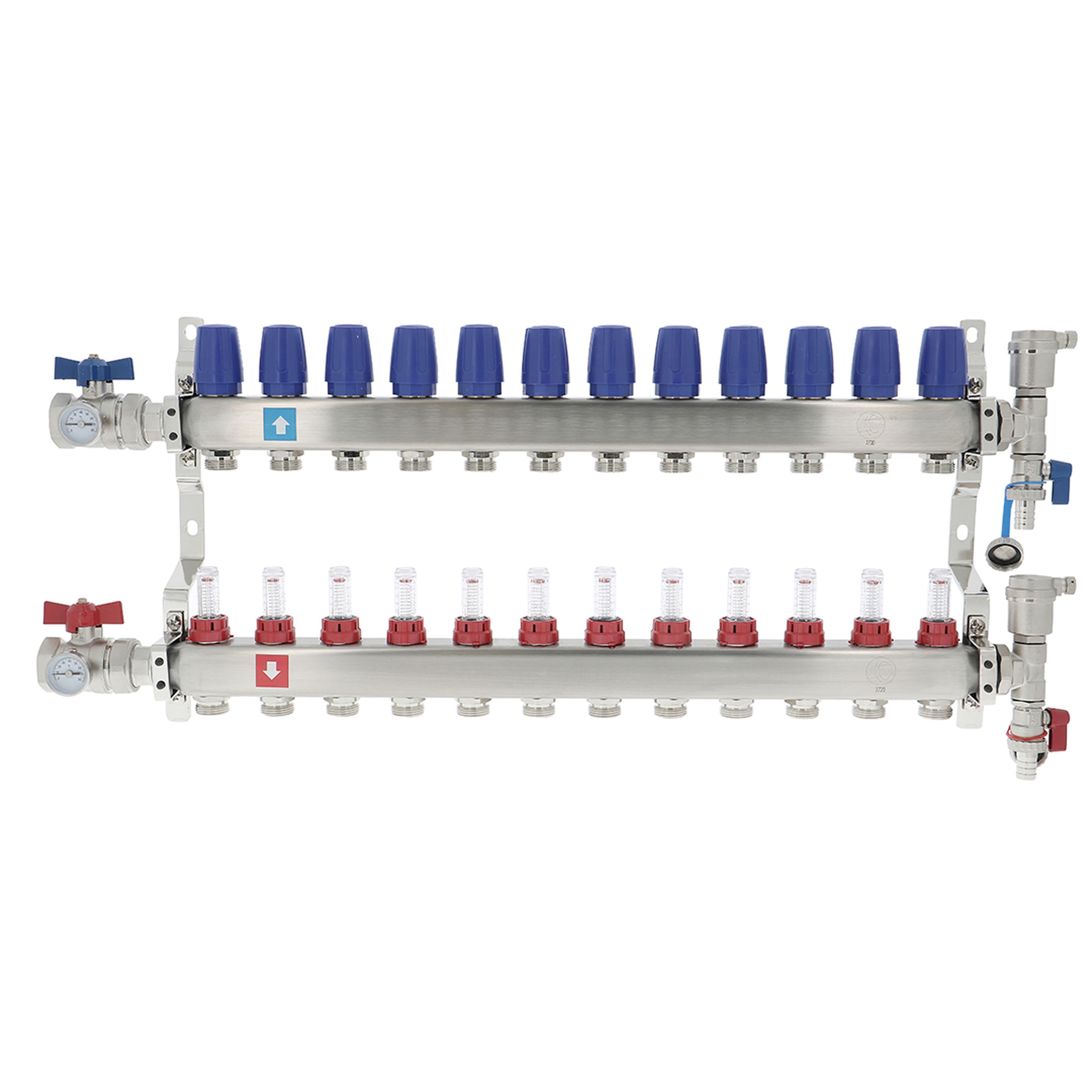 PB Tub - Collecteur DISTRINOX Ø 1"- 12 circuits Ensemble complet en Inox SS304