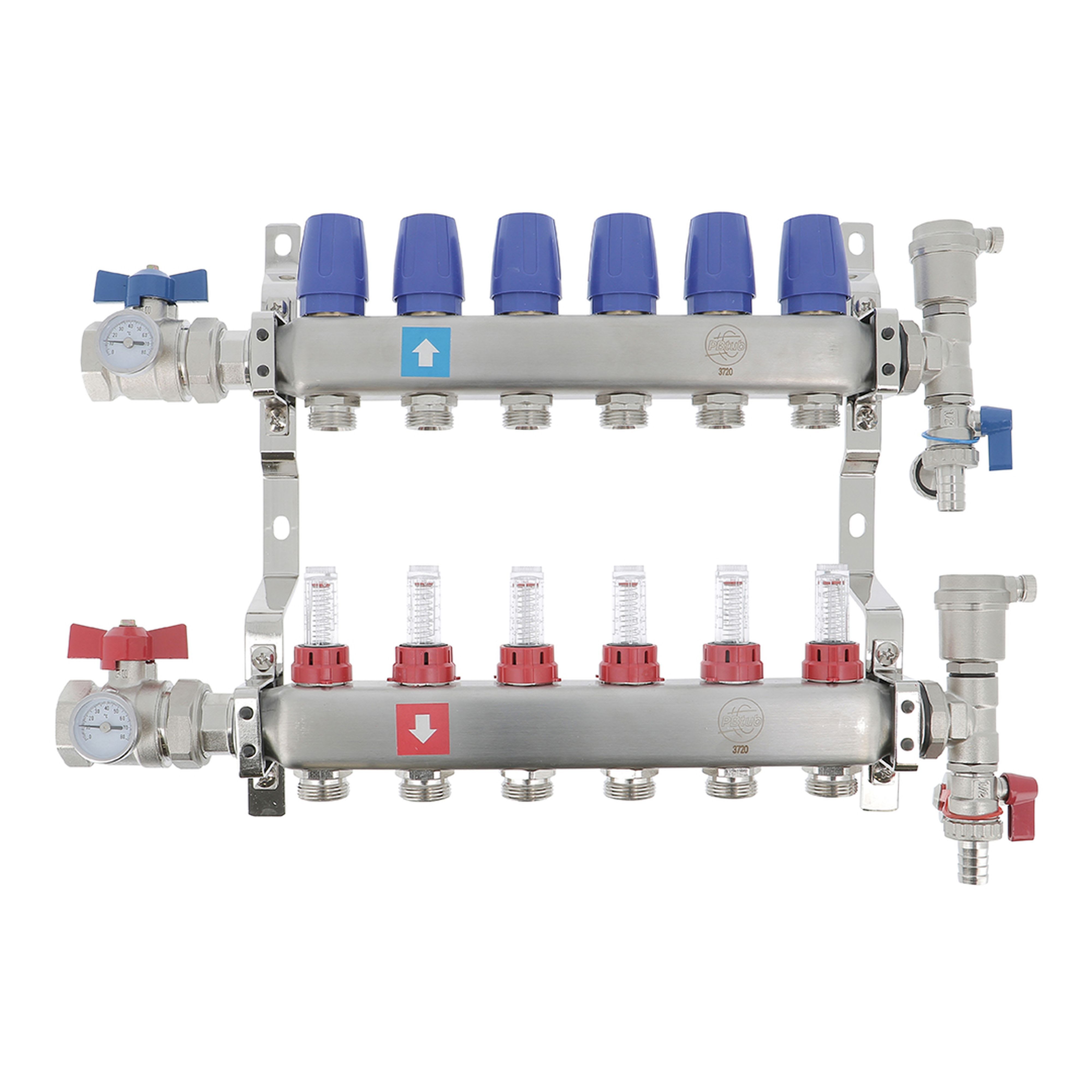 PB Tub - Collecteur DISTRINOX Ø 1"- 6 circuits Ensemble complet en Inox SS304