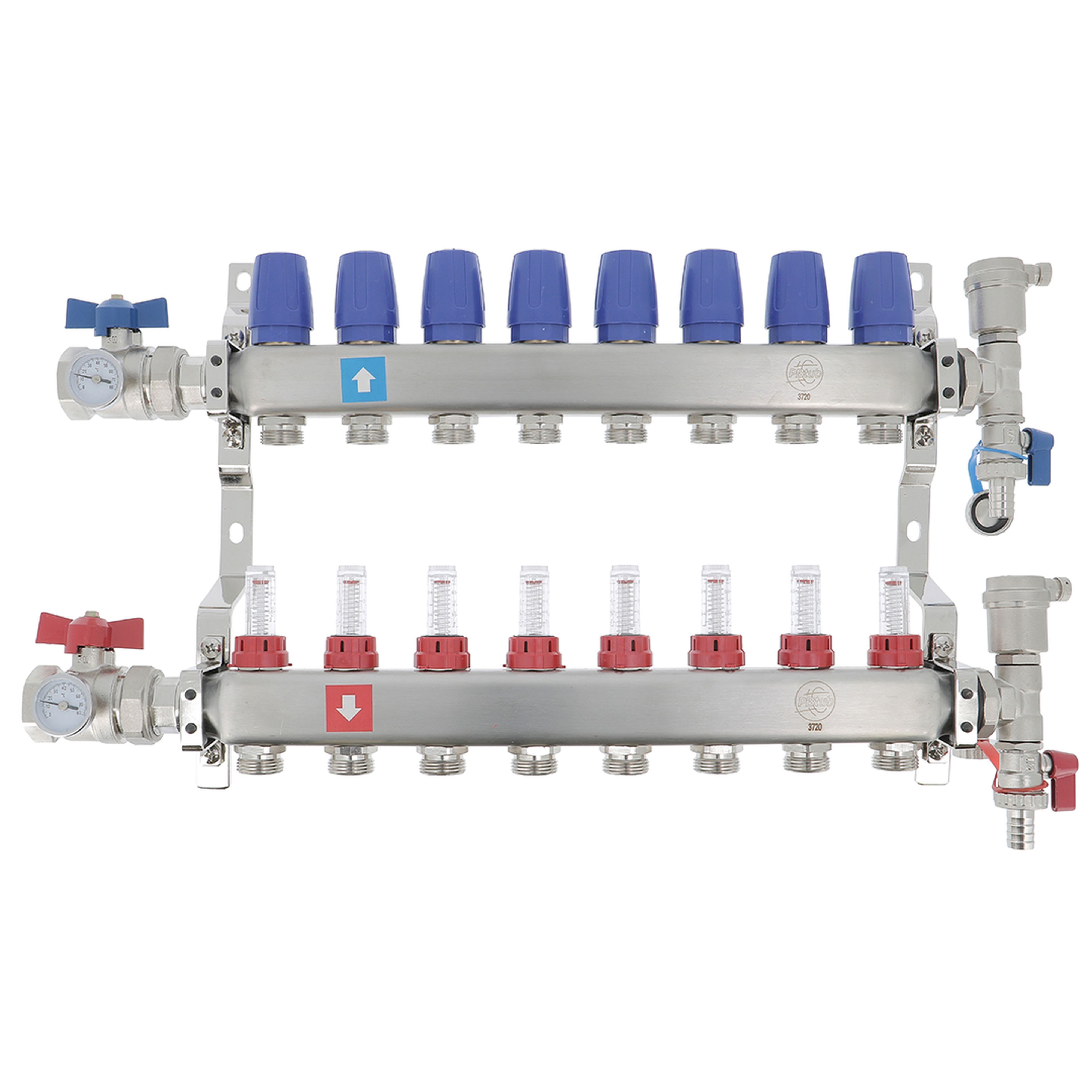 PB Tub - Collecteur DISTRINOX Ø 1"- 8 circuits Ensemble complet en Inox SS304