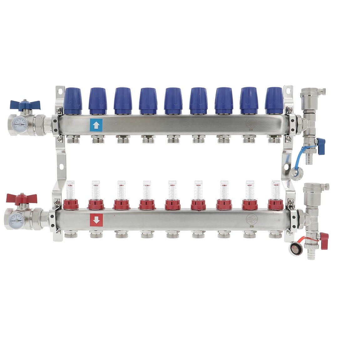 PB Tub - Collecteur DISTRINOX Ø 1"- 9 circuits Ensemble complet en Inox SS304